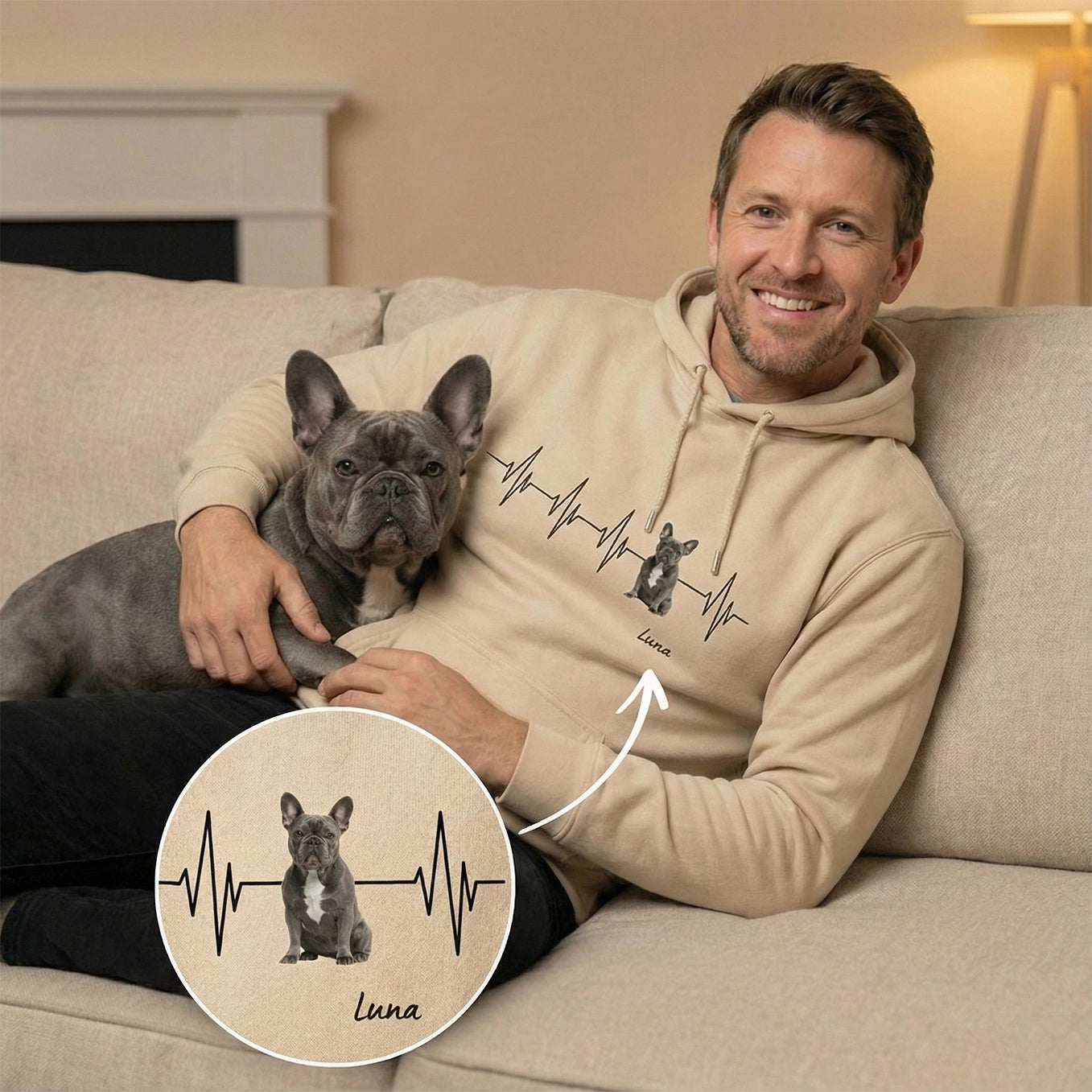 Personalisierter Hoodie ''Herzschlag Haustier''