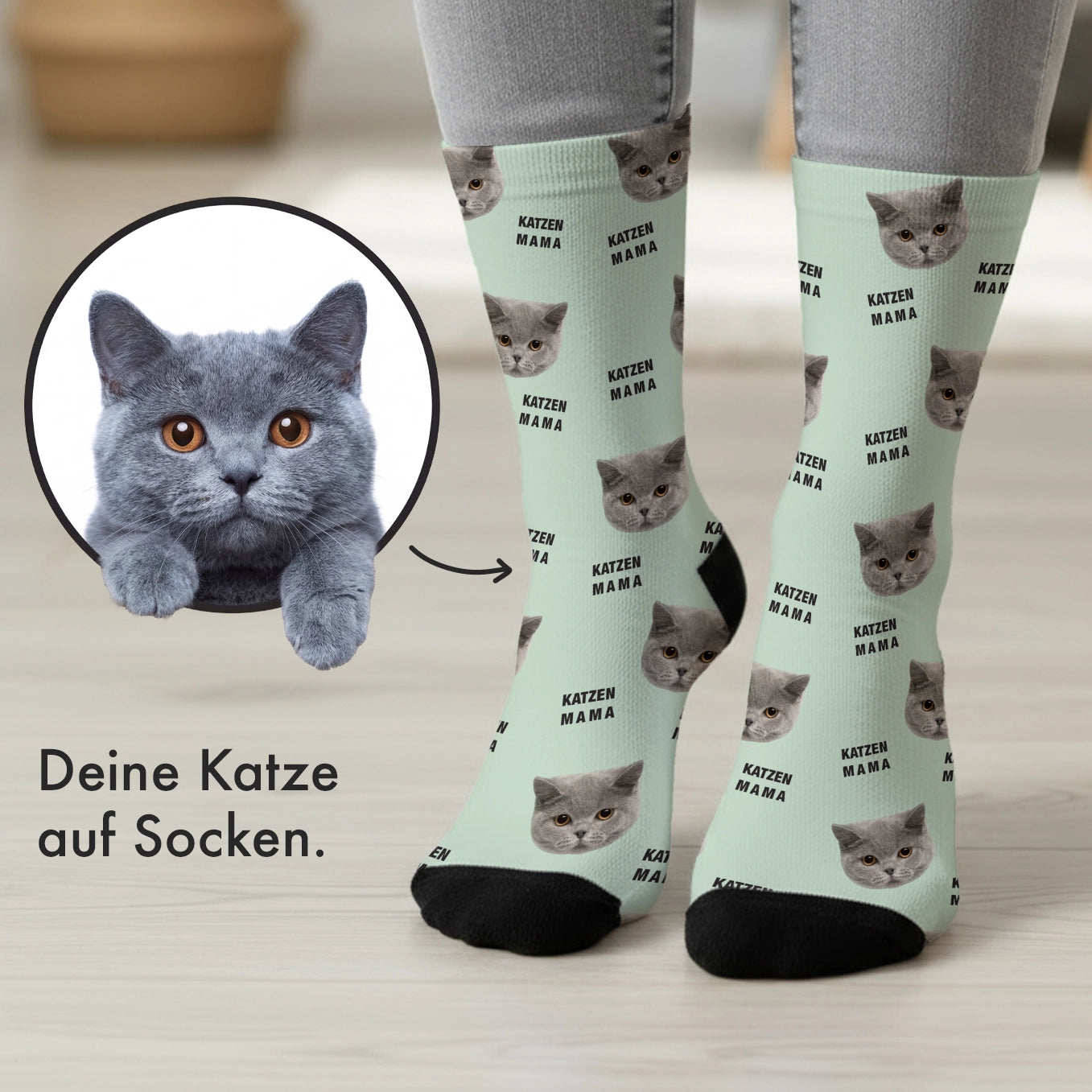 Personalisierte Socken mit deiner Katze