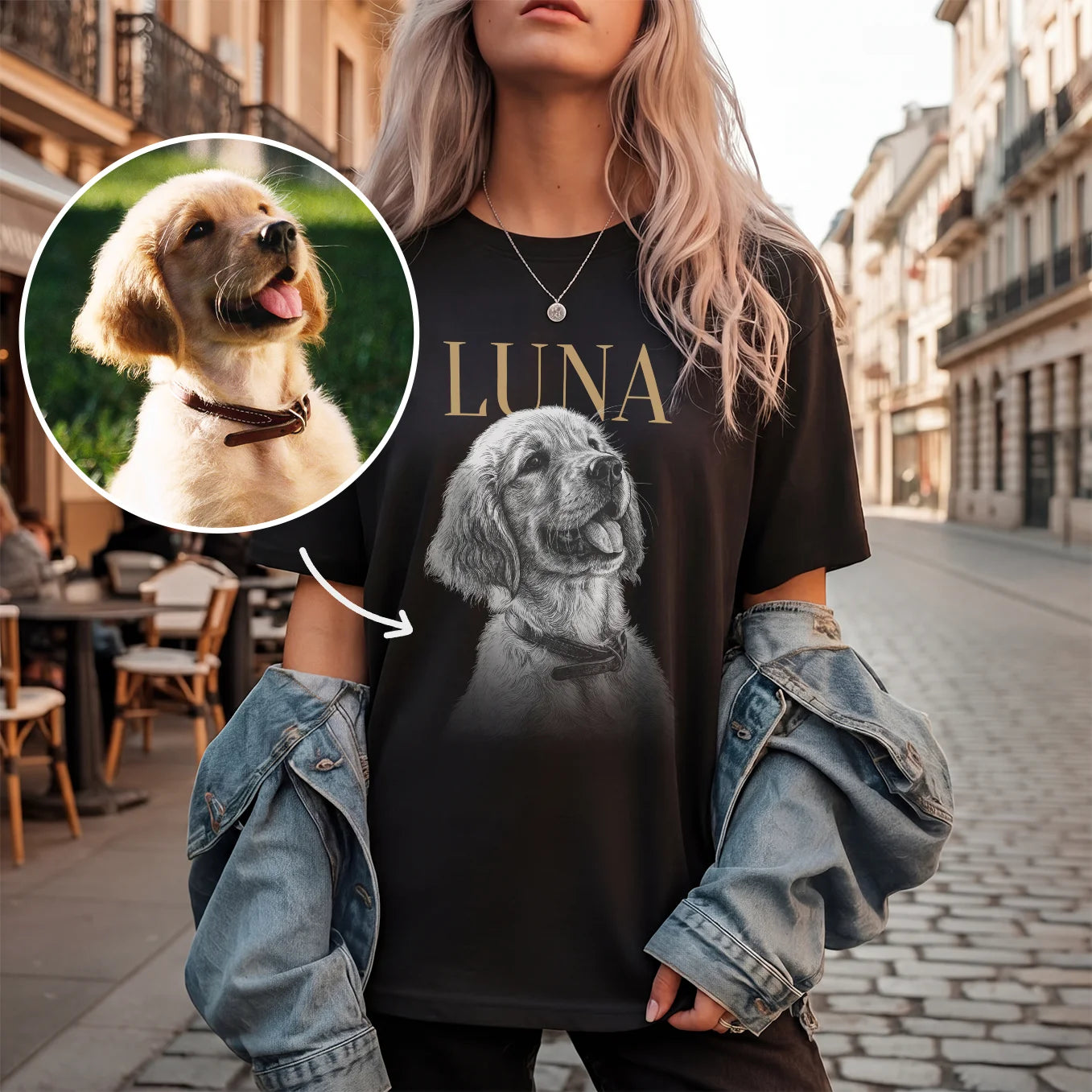 Personalisiertes Oversized T-Shirt Haustier "Retro"