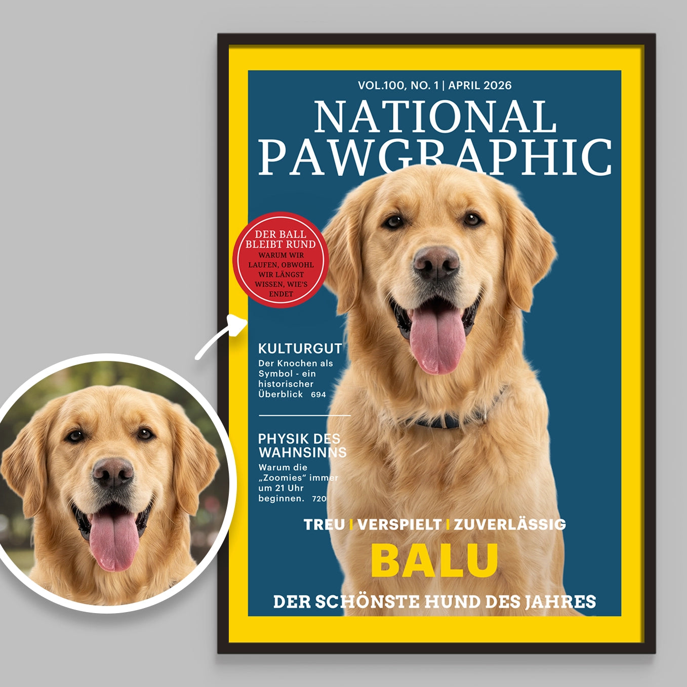 Personalisiertes Poster Hundemagazin "National Pawgraphic"