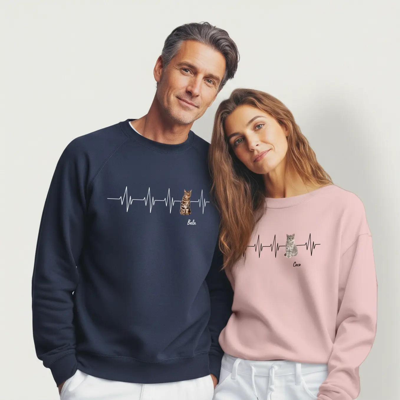 Personalisierter Sweater ''Herzschlag Katzenfoto''