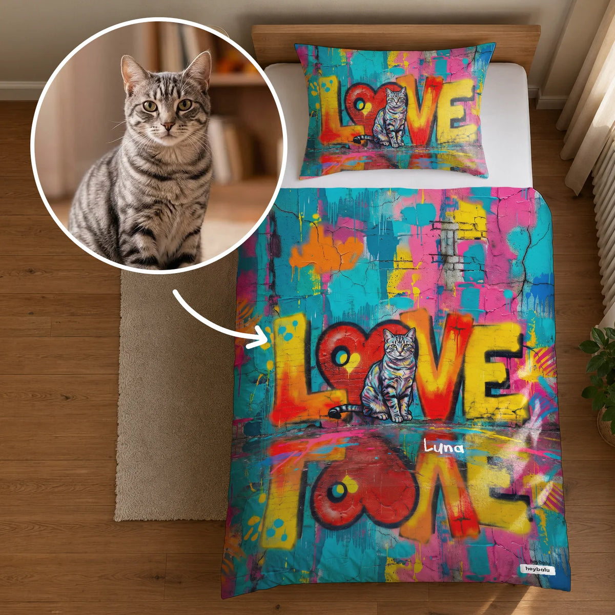 Personalisierte Bettwäsche "Love Katze"