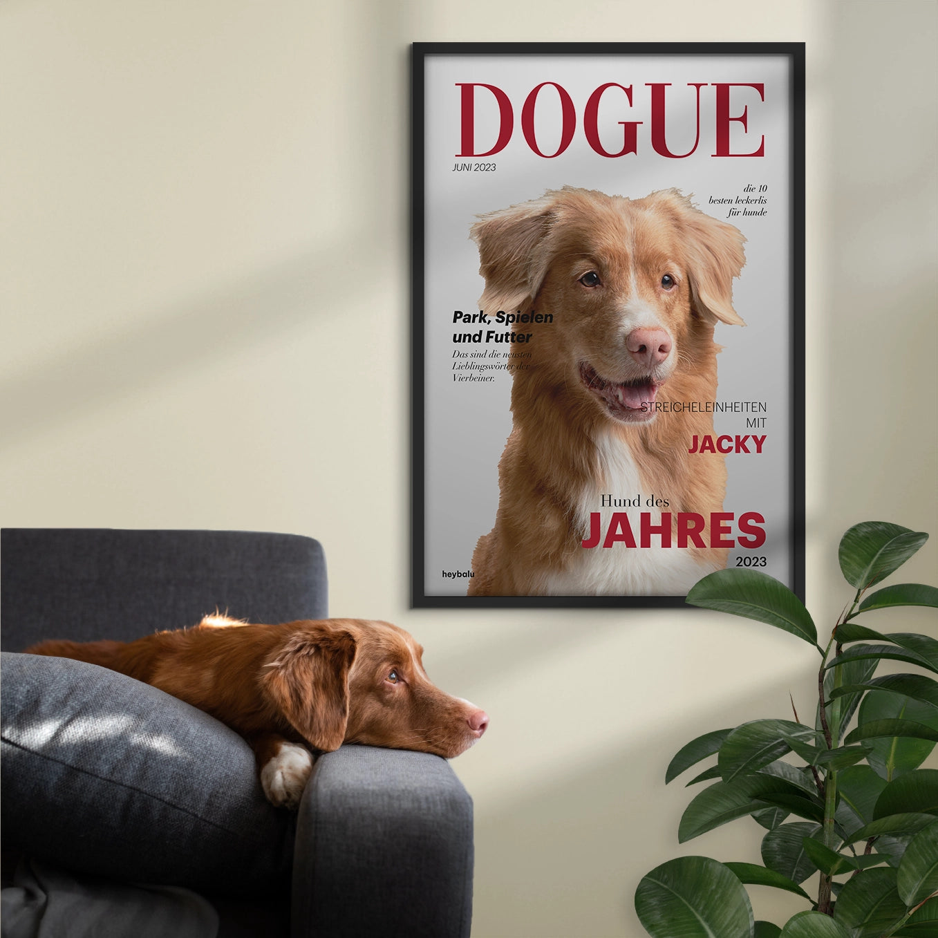 Personalisiertes Poster Hundemagazin "DOGUE" Hey Balu