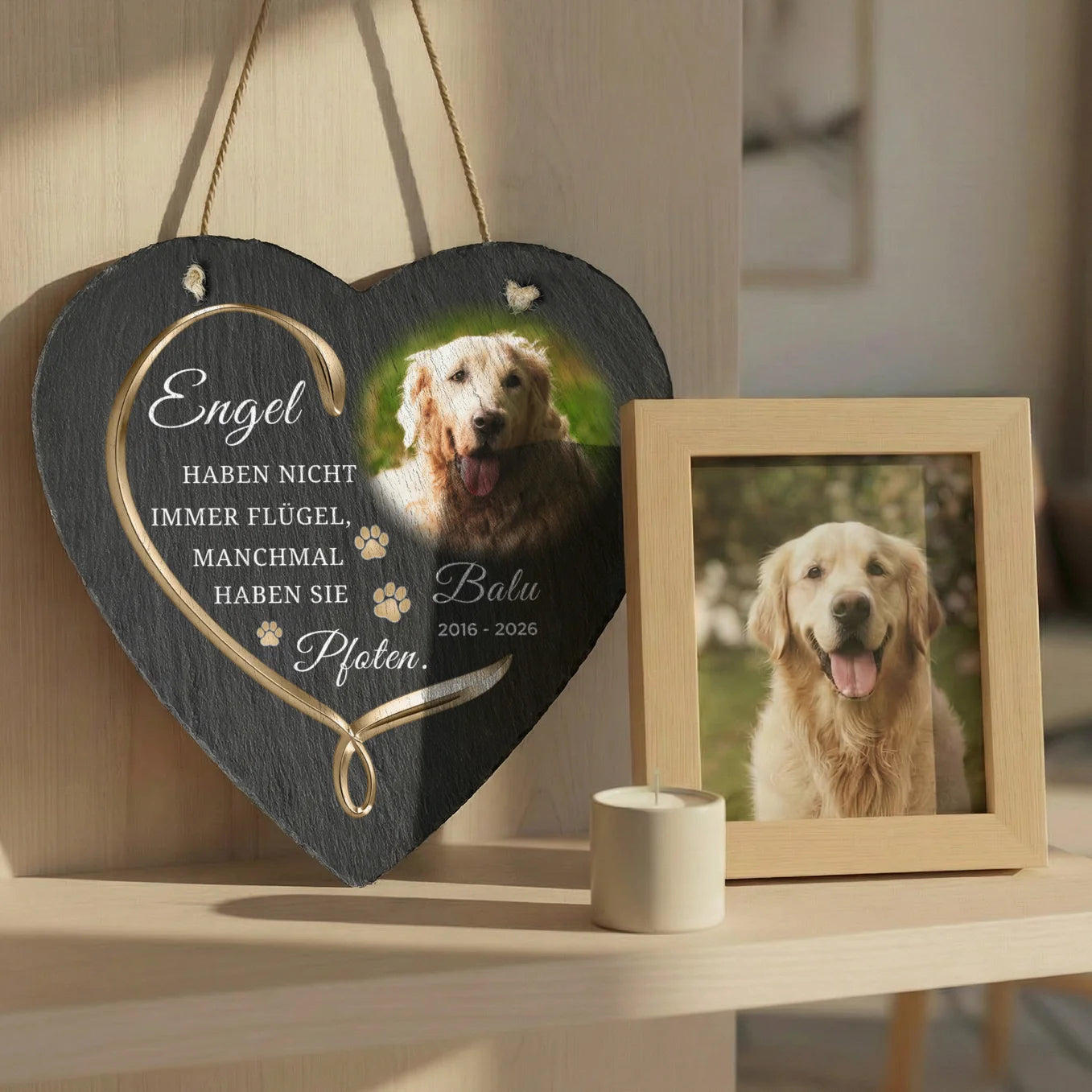 Personalisierte Schieferplatte Herz "Engel"