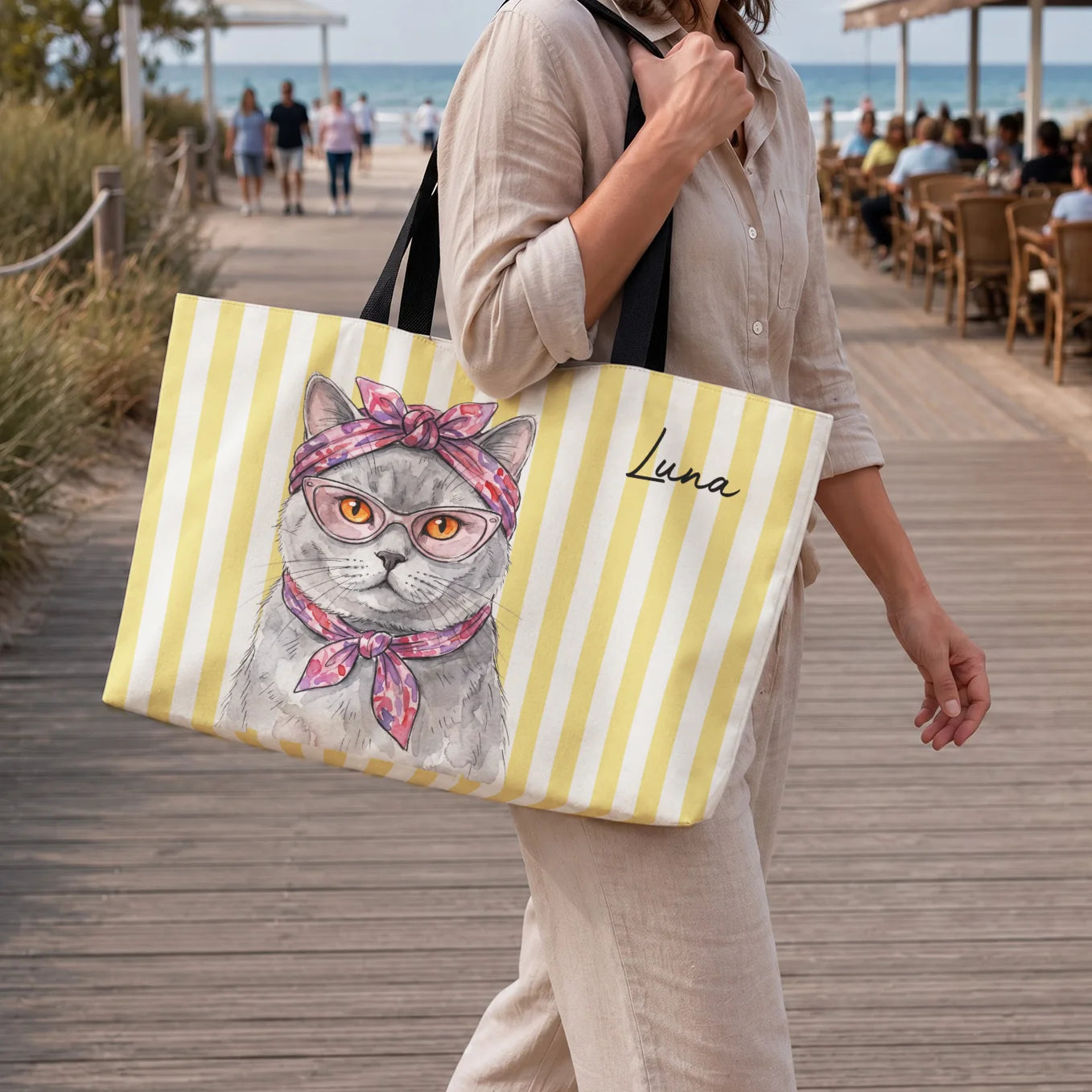 Personalisierte Strandtasche "Katze"
