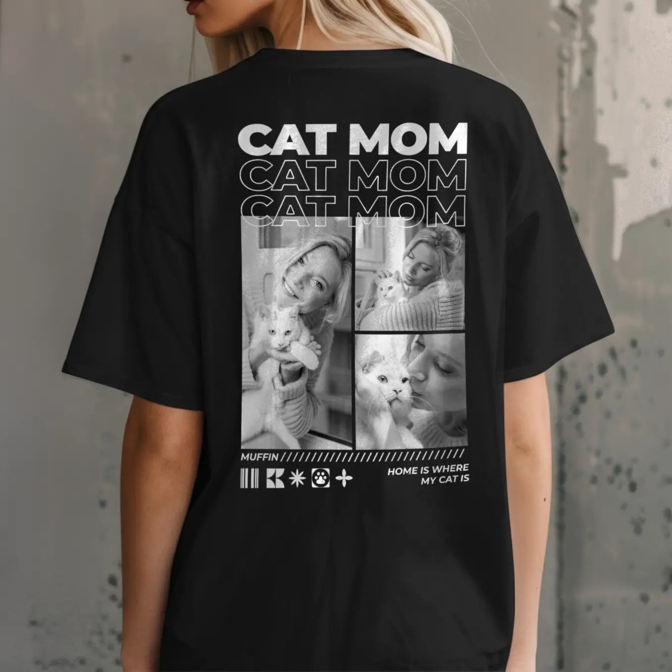 Personalisiertes Oversized T-Shirt "Cat Mom"