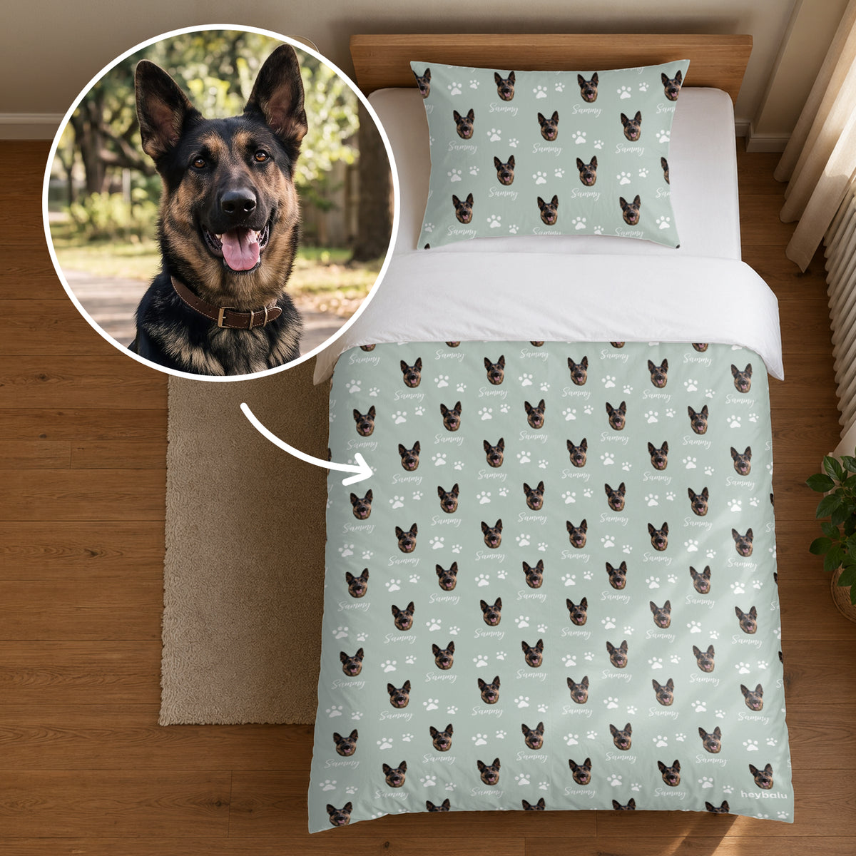 Personalisierte Bettwäsche Baumwollsatin "Foto & Name"