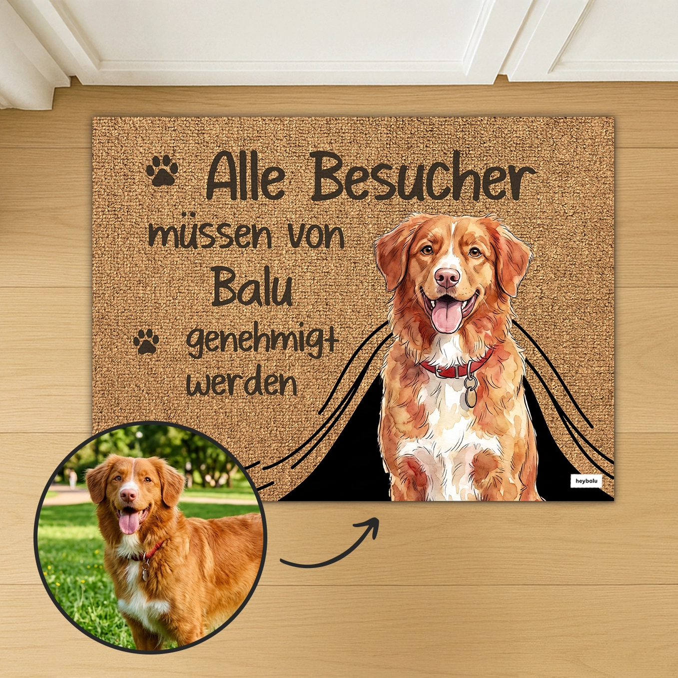 Personalisierte Fußmatte "Besuch genehmigt"