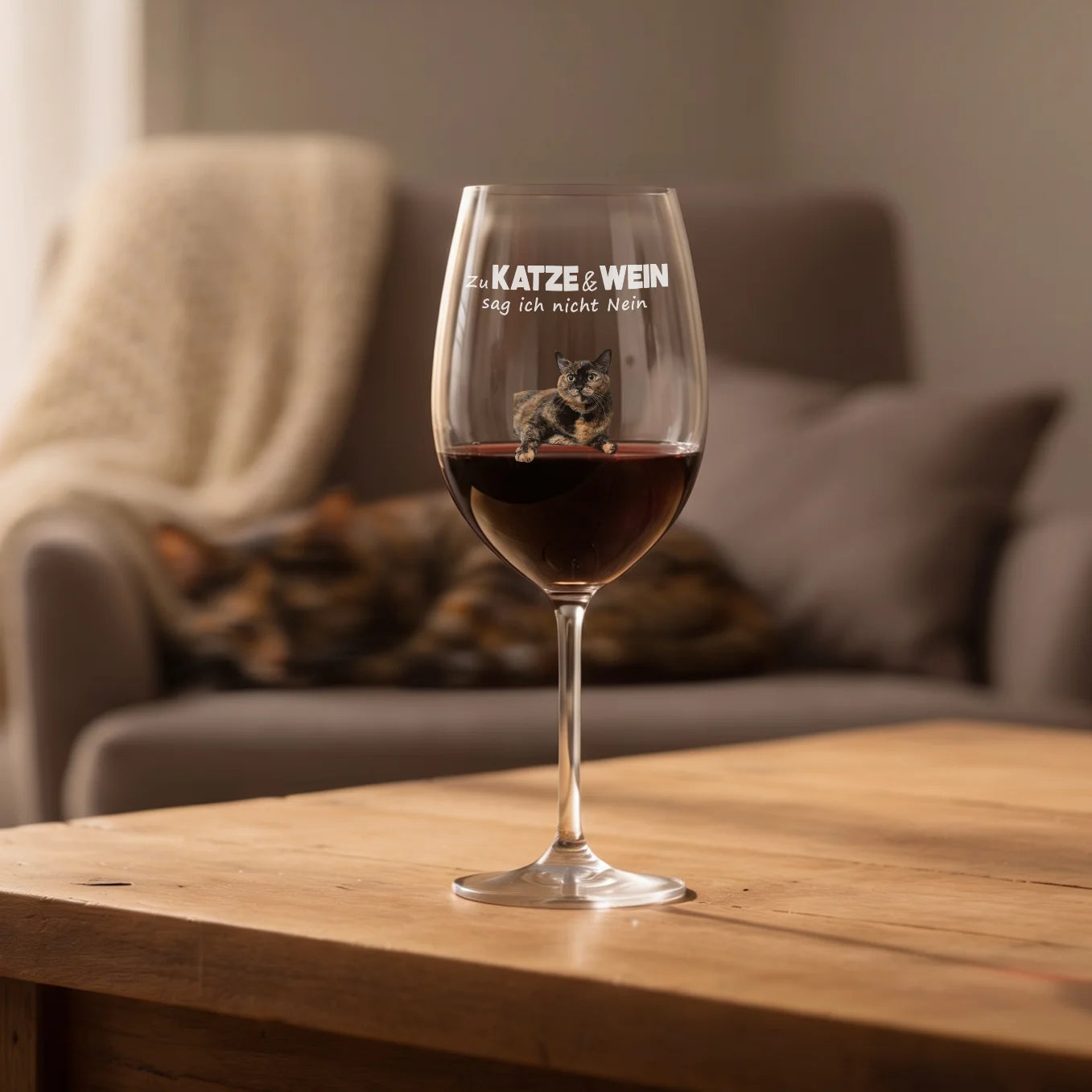Personalisiertes Weinglas "Katze & Wein"