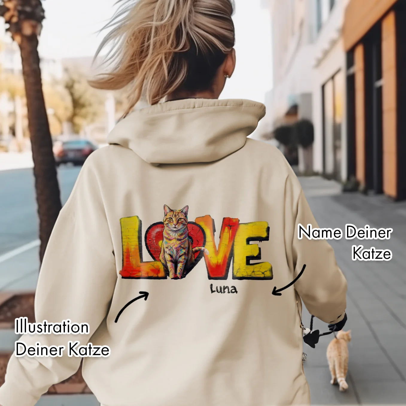 Personalisierter Hoodie Katze "LOVE"