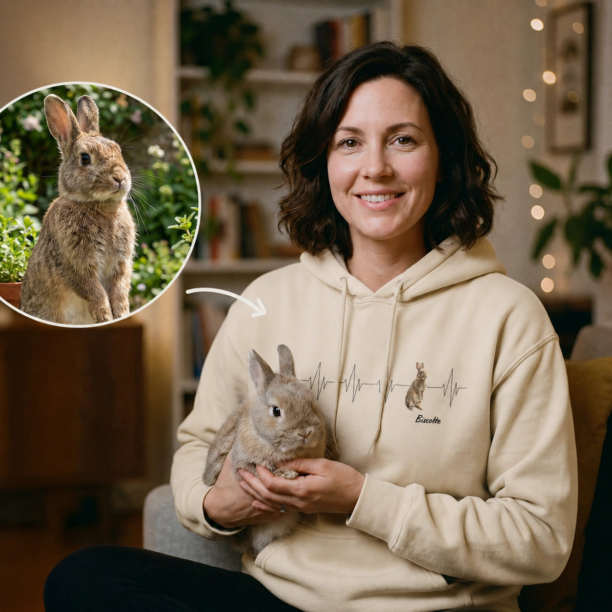 Personalisierter Hoodie "Herzschlag Hase"