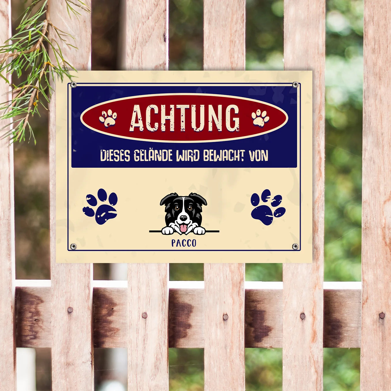Personalisiertes Türschild "Achtung!"