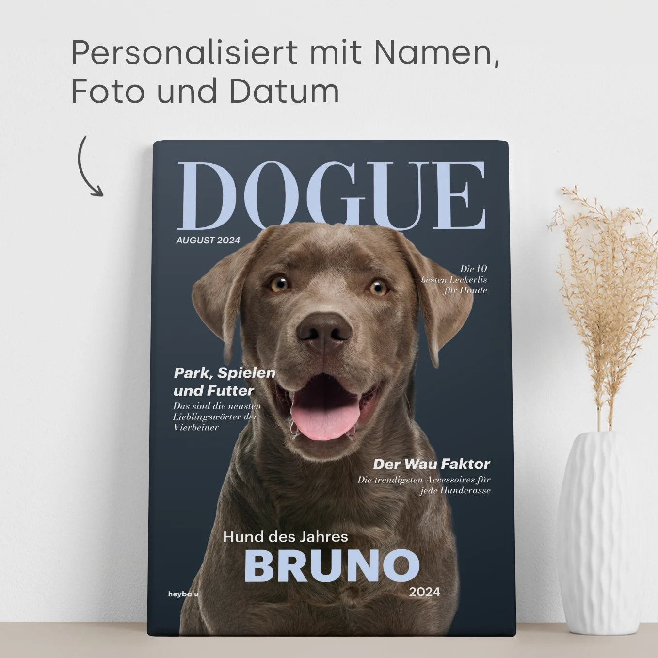 Personalisierte Leinwand Hundemagazin "DOGUE"