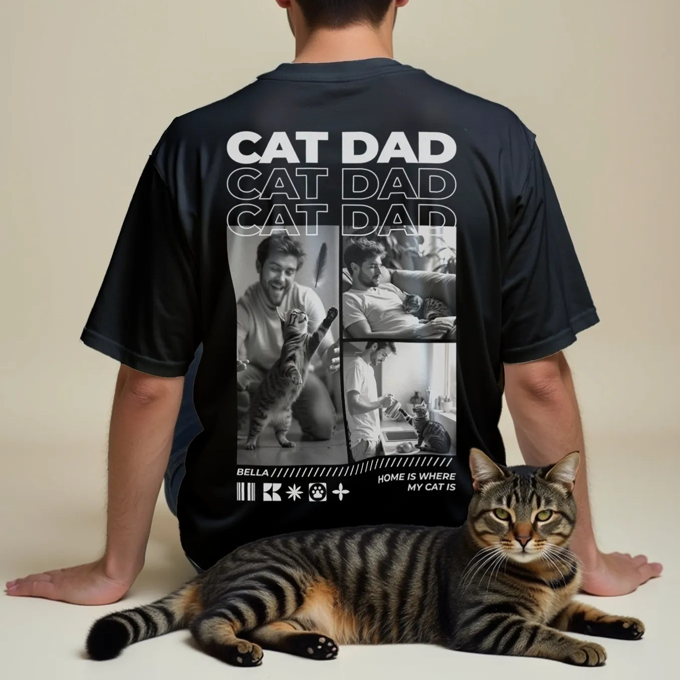 Personalisiertes Oversized T-Shirt "Cat Dad"