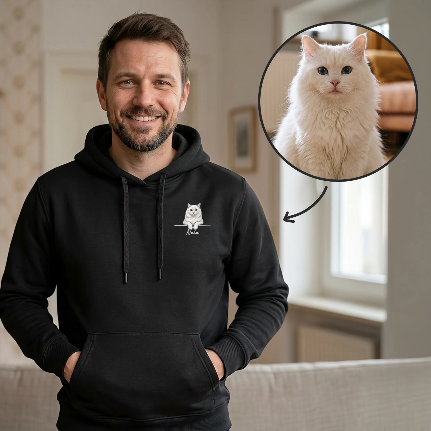 Personalisierter Hoodie "Cartoon Katze"