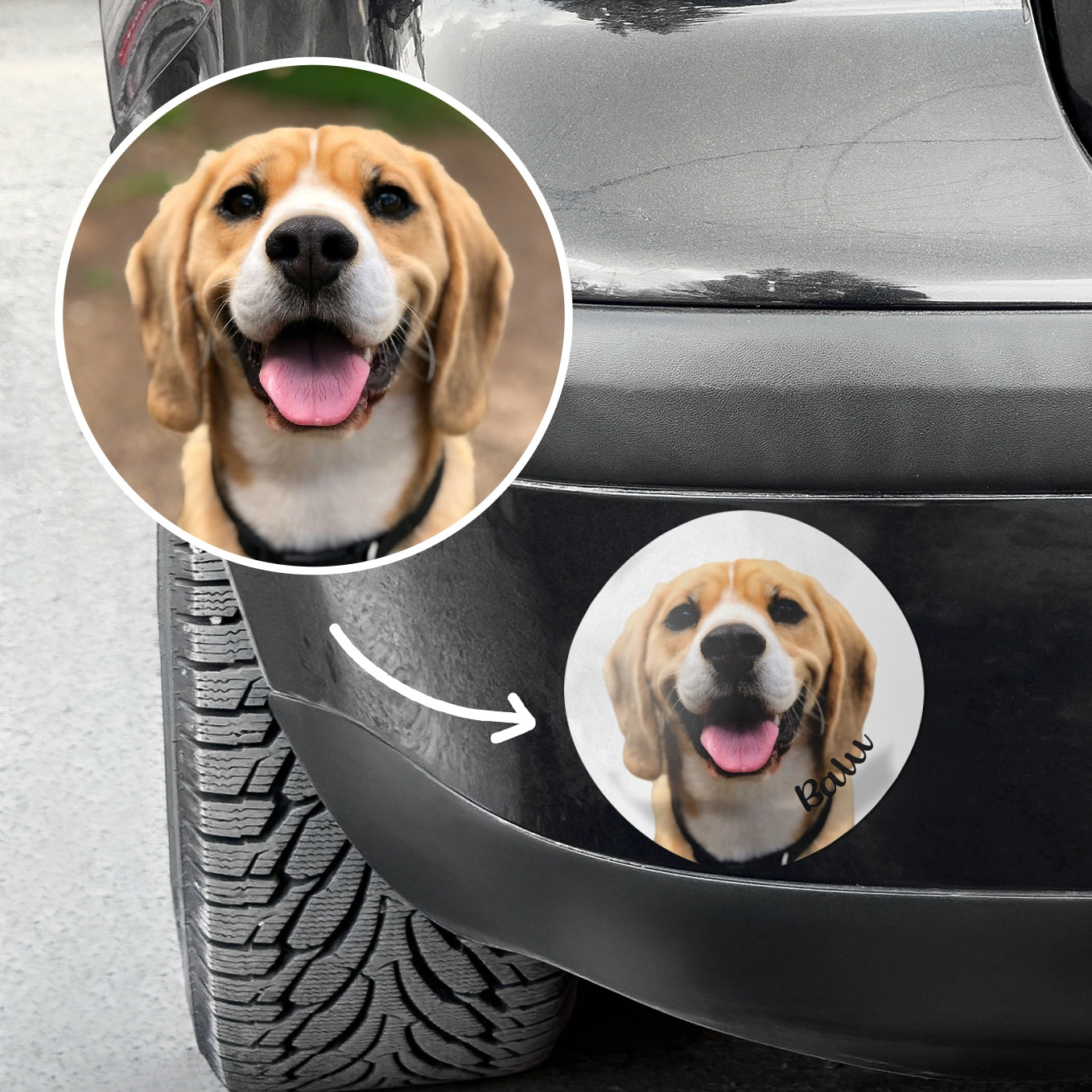 Personalisierter Autoaufkleber "Hundefoto"