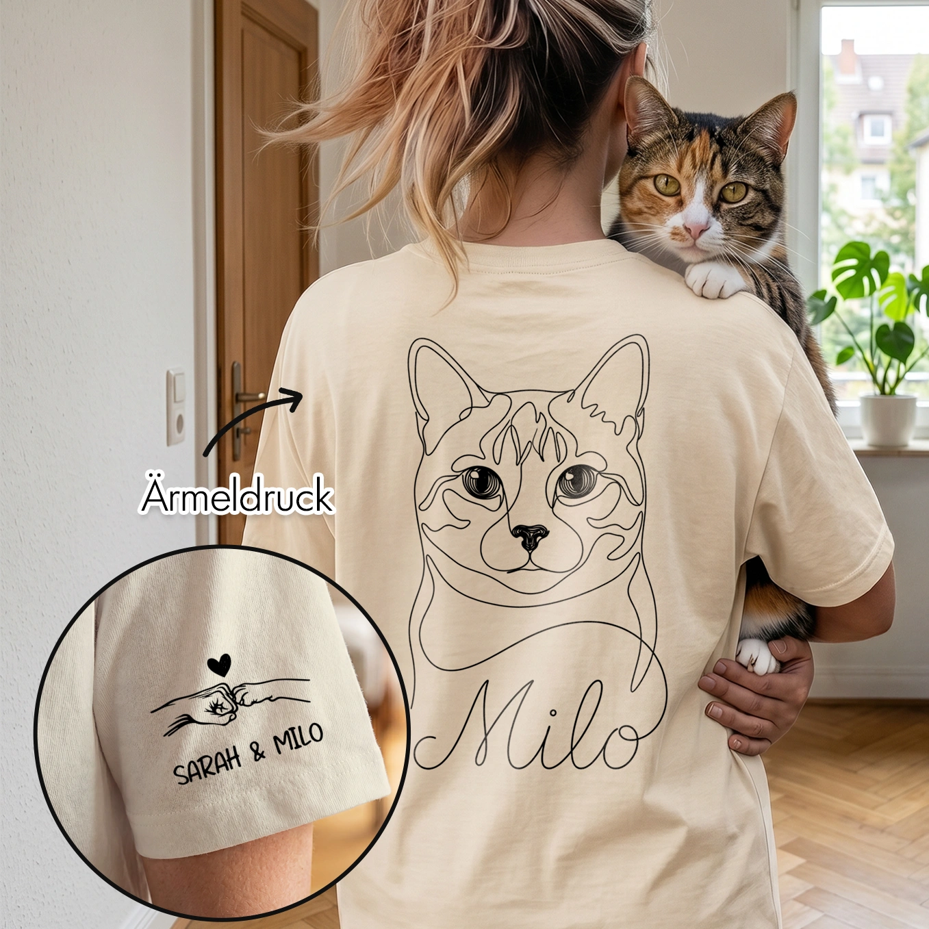 Personalisiertes Oversized Shirt "Cat Mom" mit Ärmeldruck