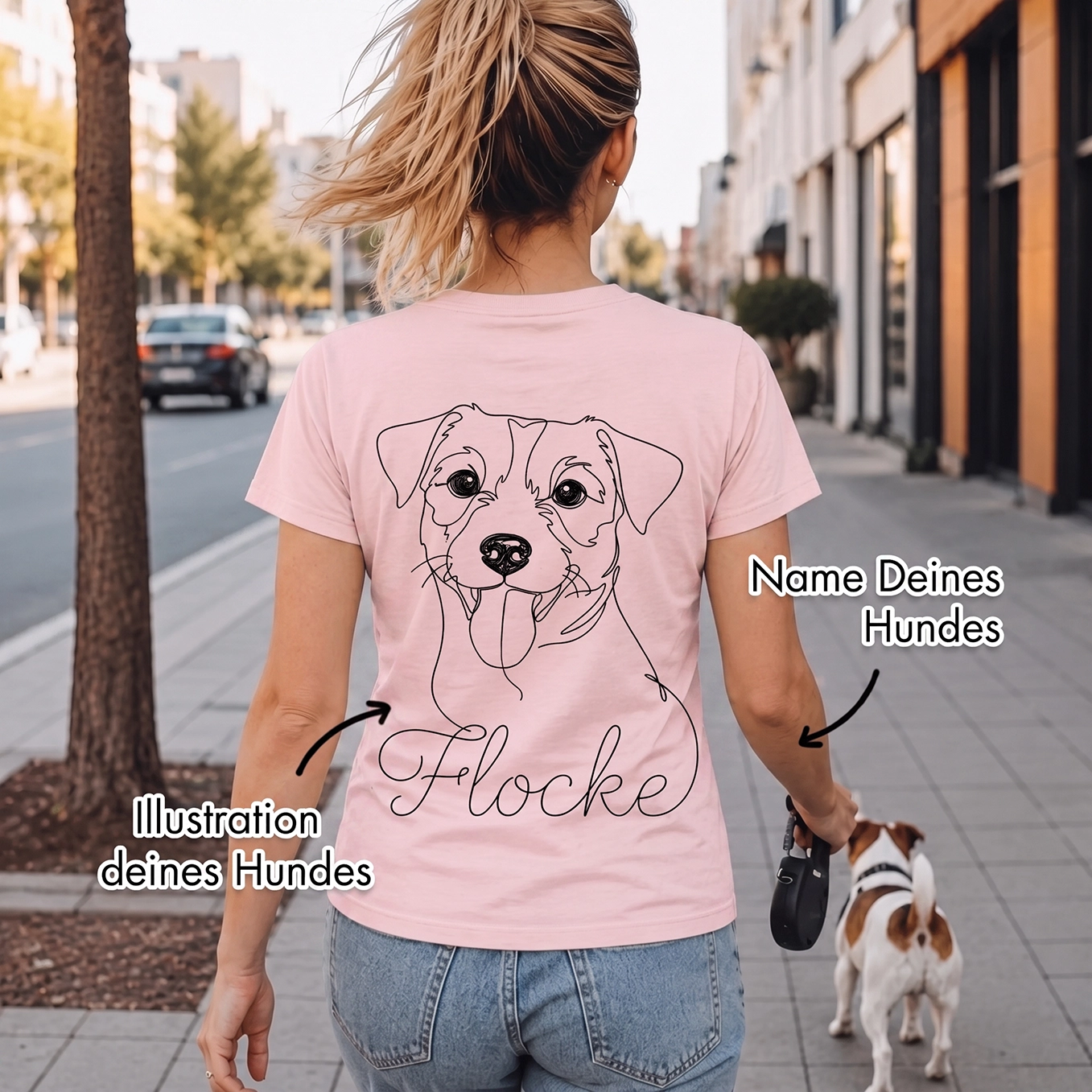 Personalisiertes T-Shirt "Dog Mom" mit Ärmeldruck
