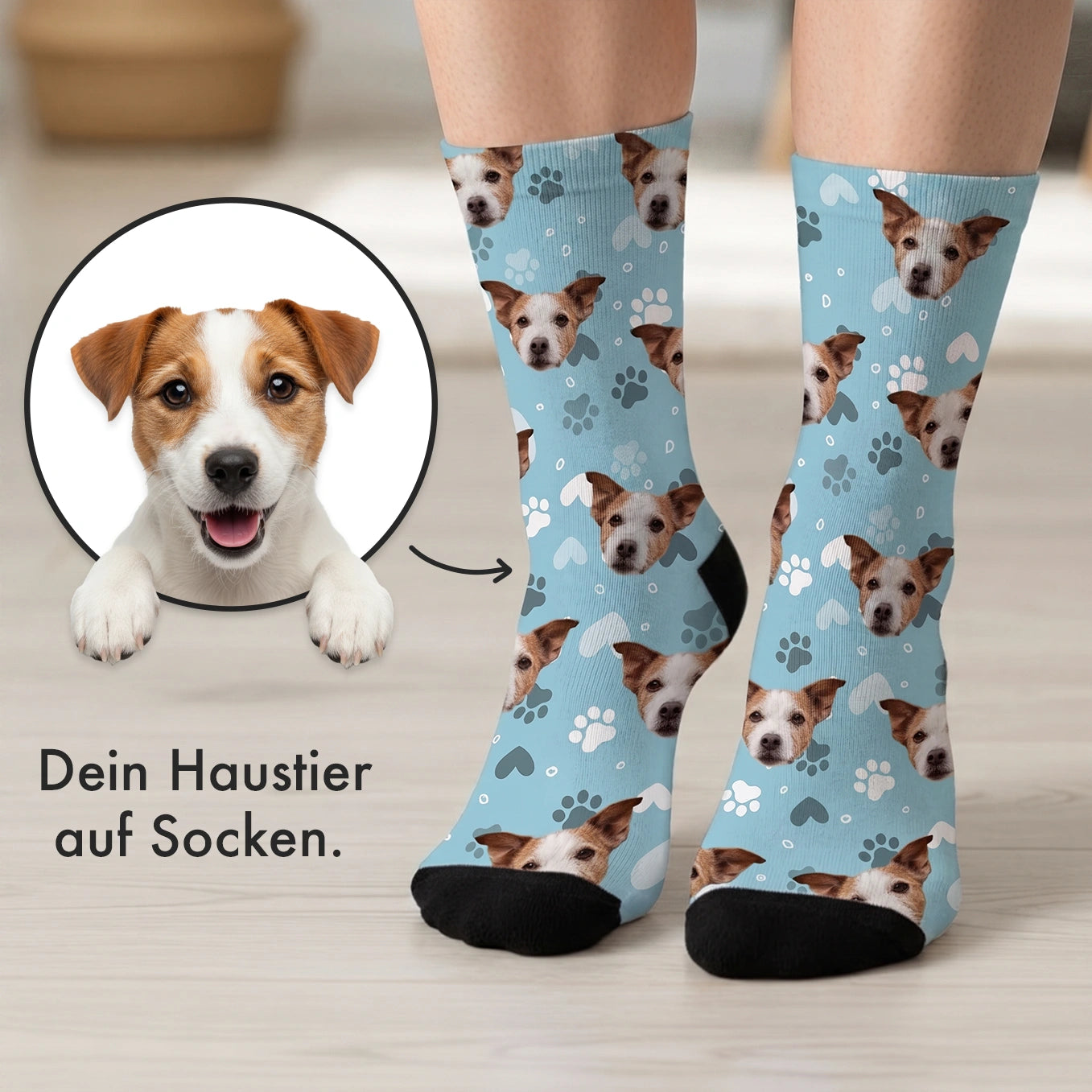 Personalisierte Socken mit deinem Haustierfoto