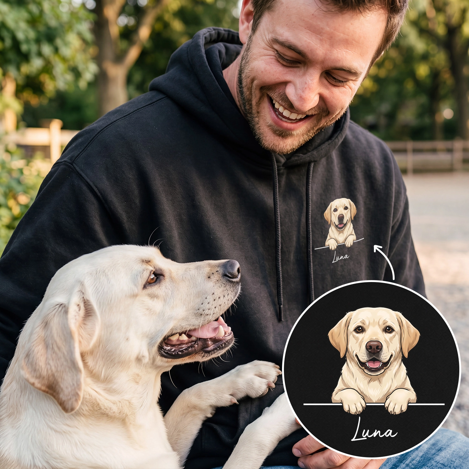(US) Personalisierter Hoodie "Cartoon Hund"
