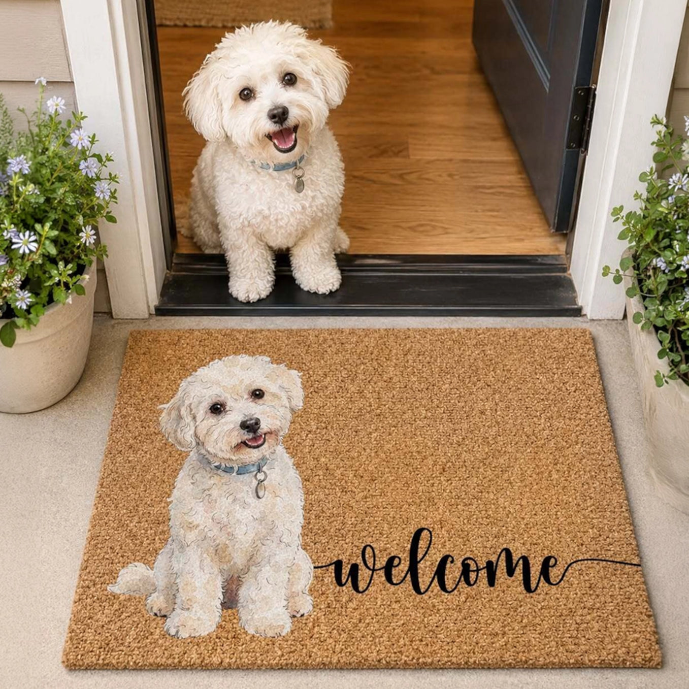 Personalisierte Fußmatte Hund "Welcome"