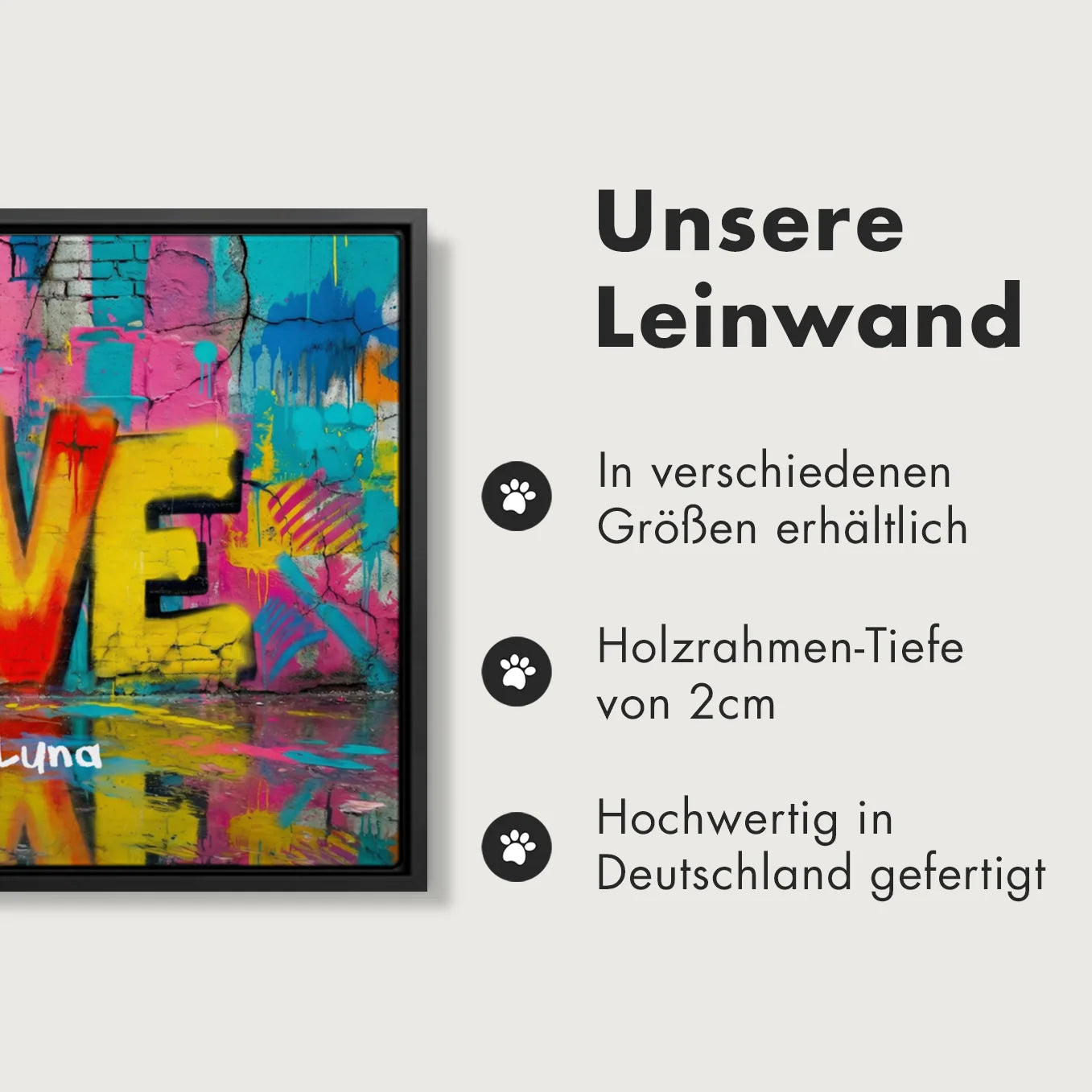Personalisierte Leinwand "LOVE" Katze