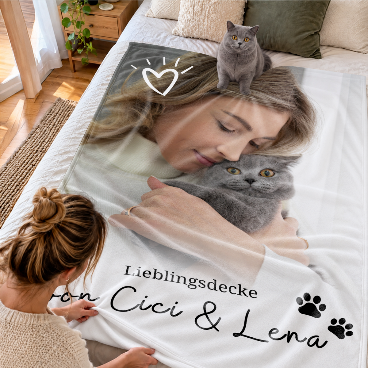 Personalisierte Kuscheldecke Katzen "Dein Foto & Text"