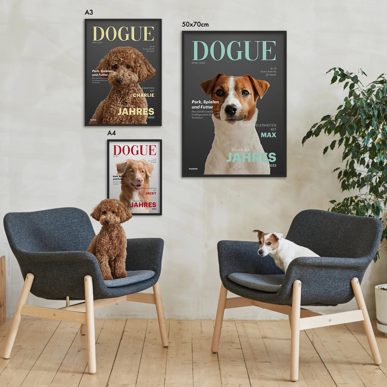 Personalisiertes Poster Hundemagazin "DOGUE" Hey Balu