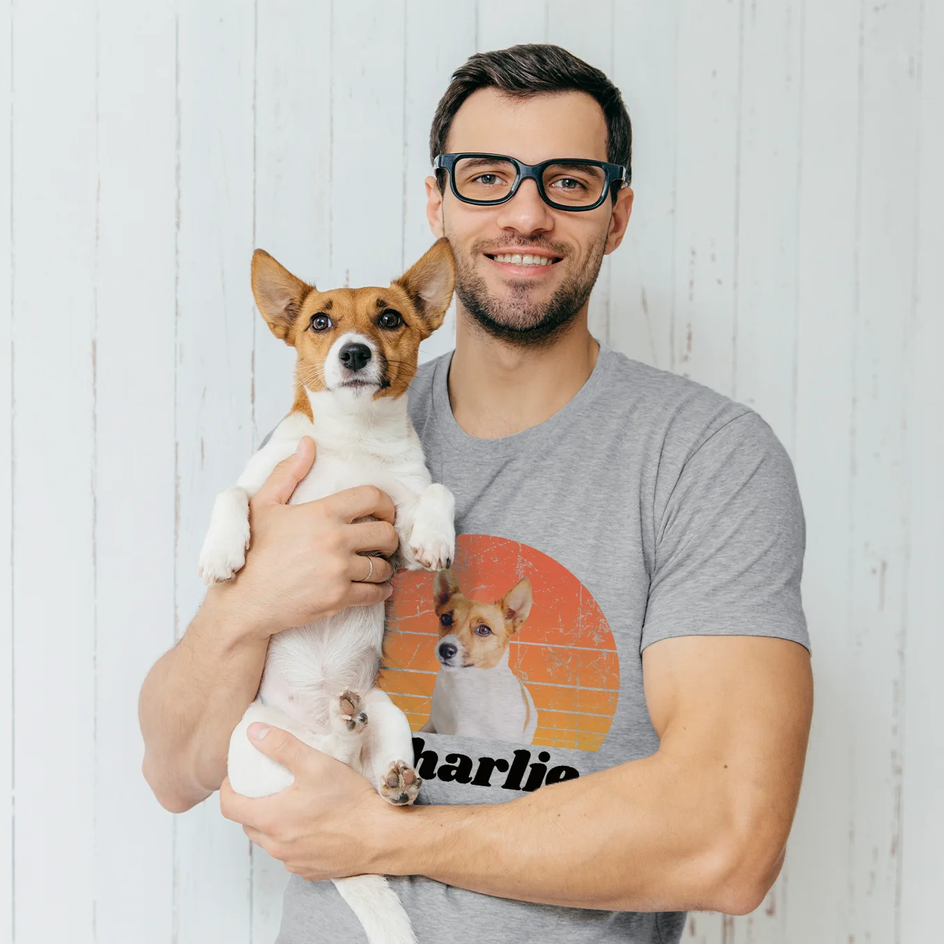 Personalisiertes Retro T-Shirt "Foto von deinem Hund" Hey Balu