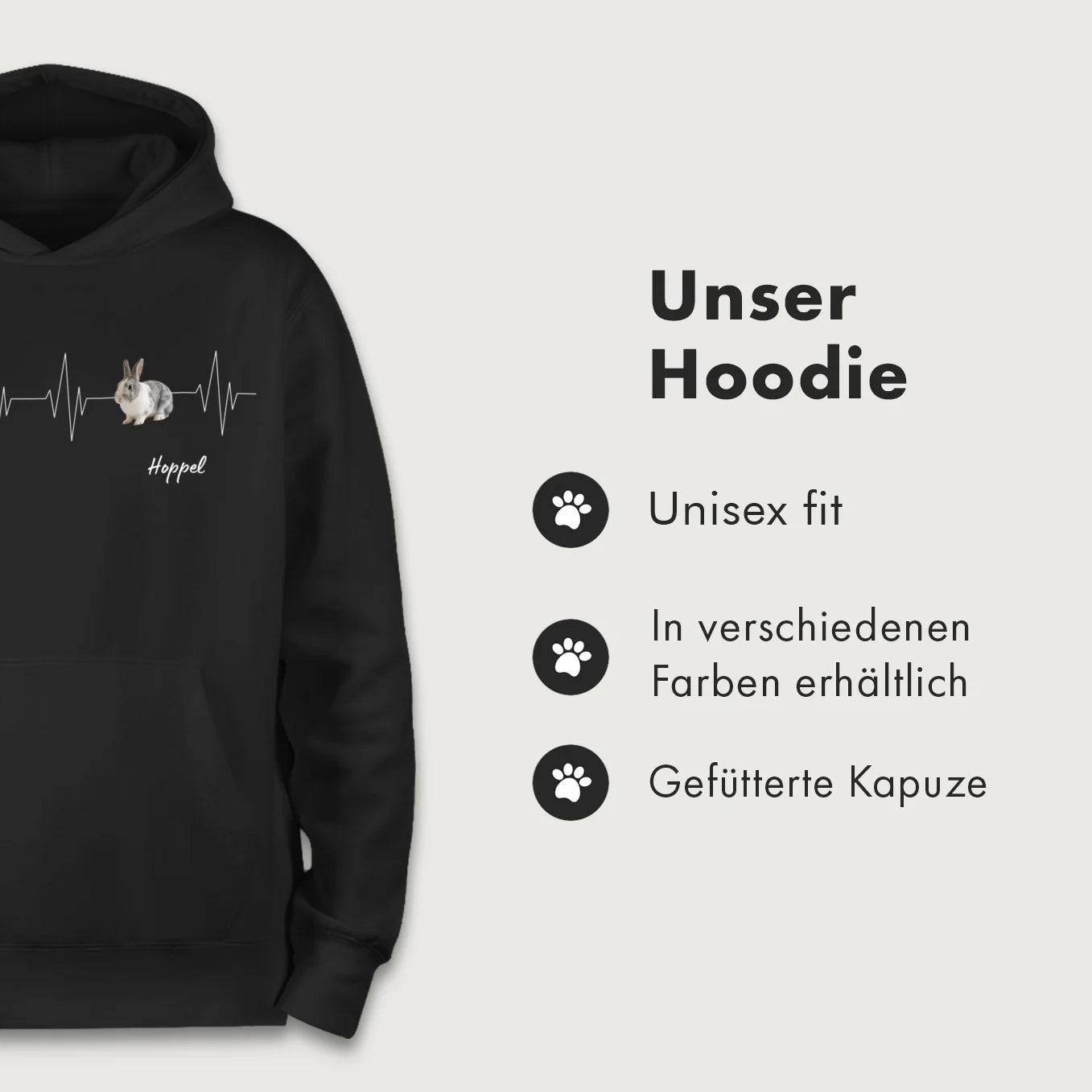 Personalisierter Kinder-Hoodie "Herzschlag Hase"