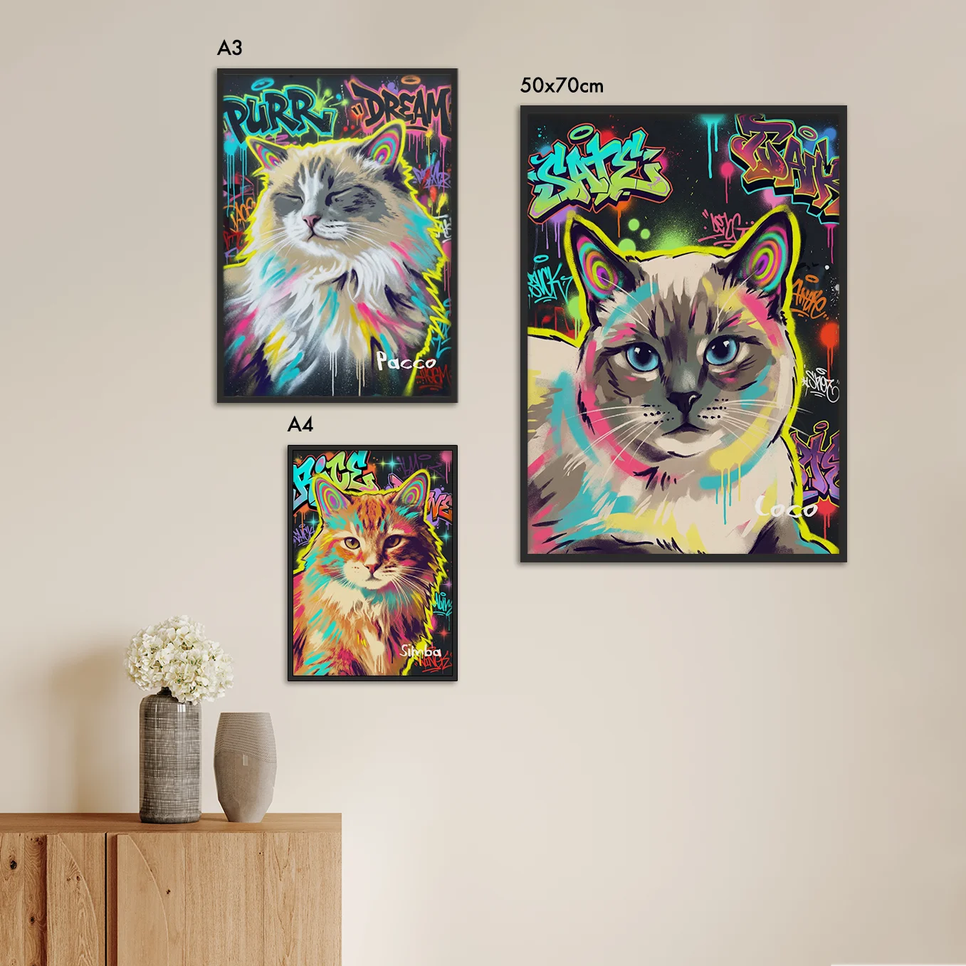 Personalisiertes Poster Katze "Graffiti"