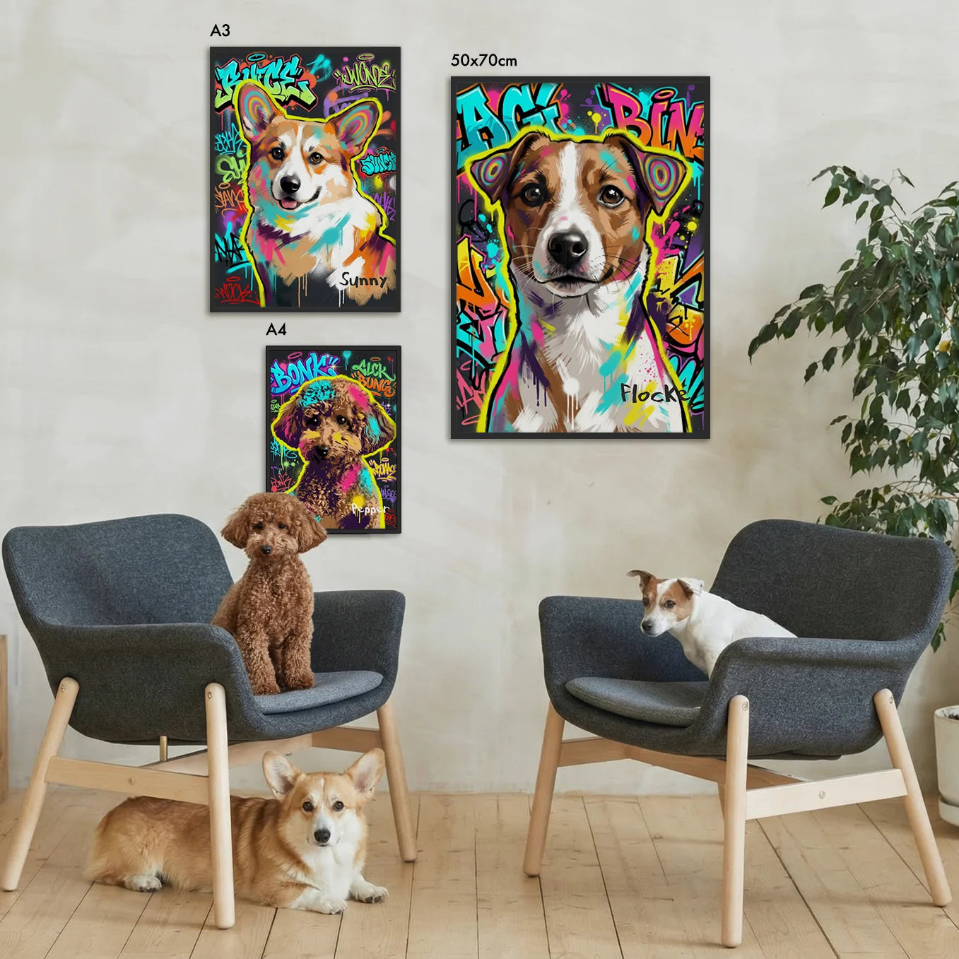 Personalisiertes Poster Hund "Graffiti"
