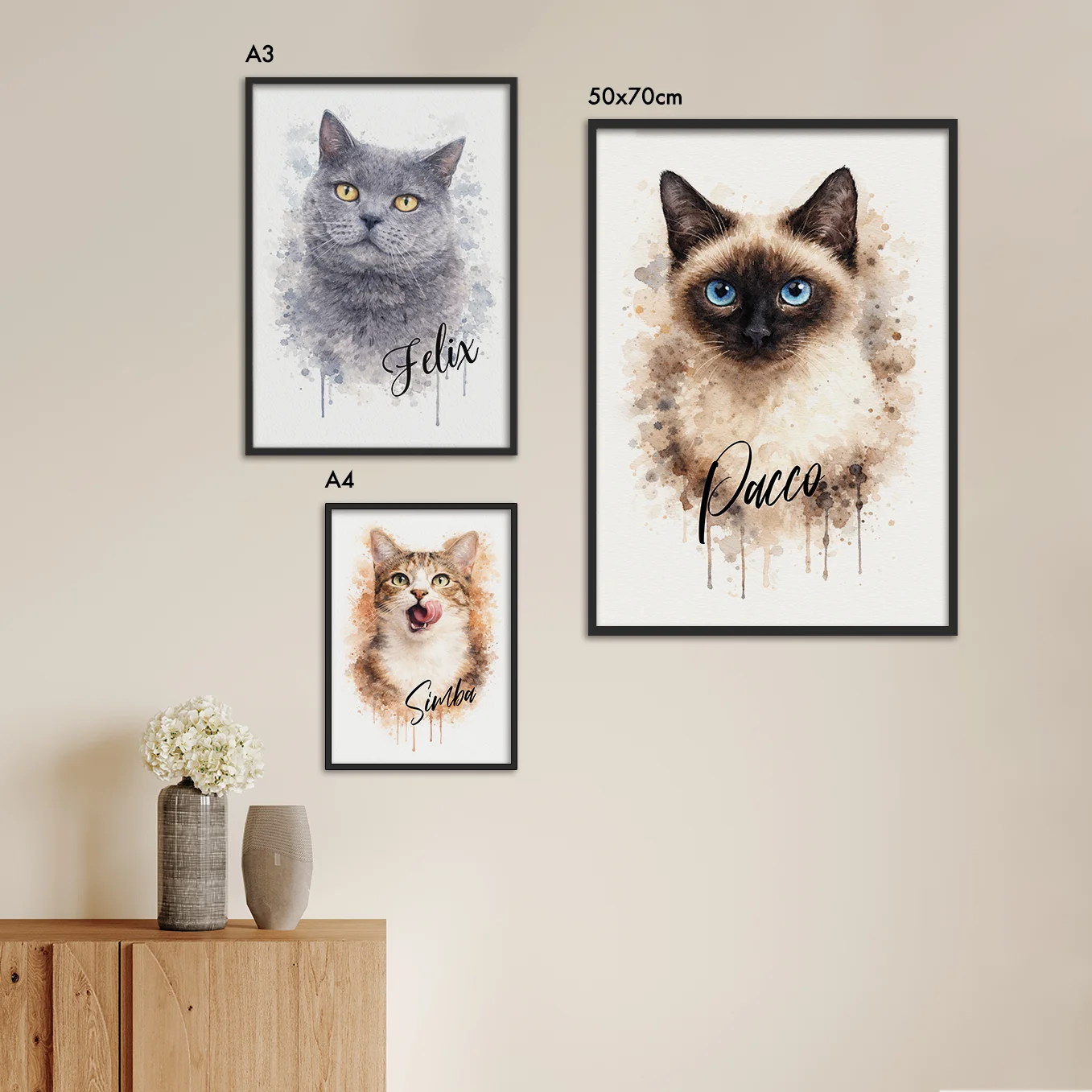 Personalisiertes Poster Katze "Wasserfarben"