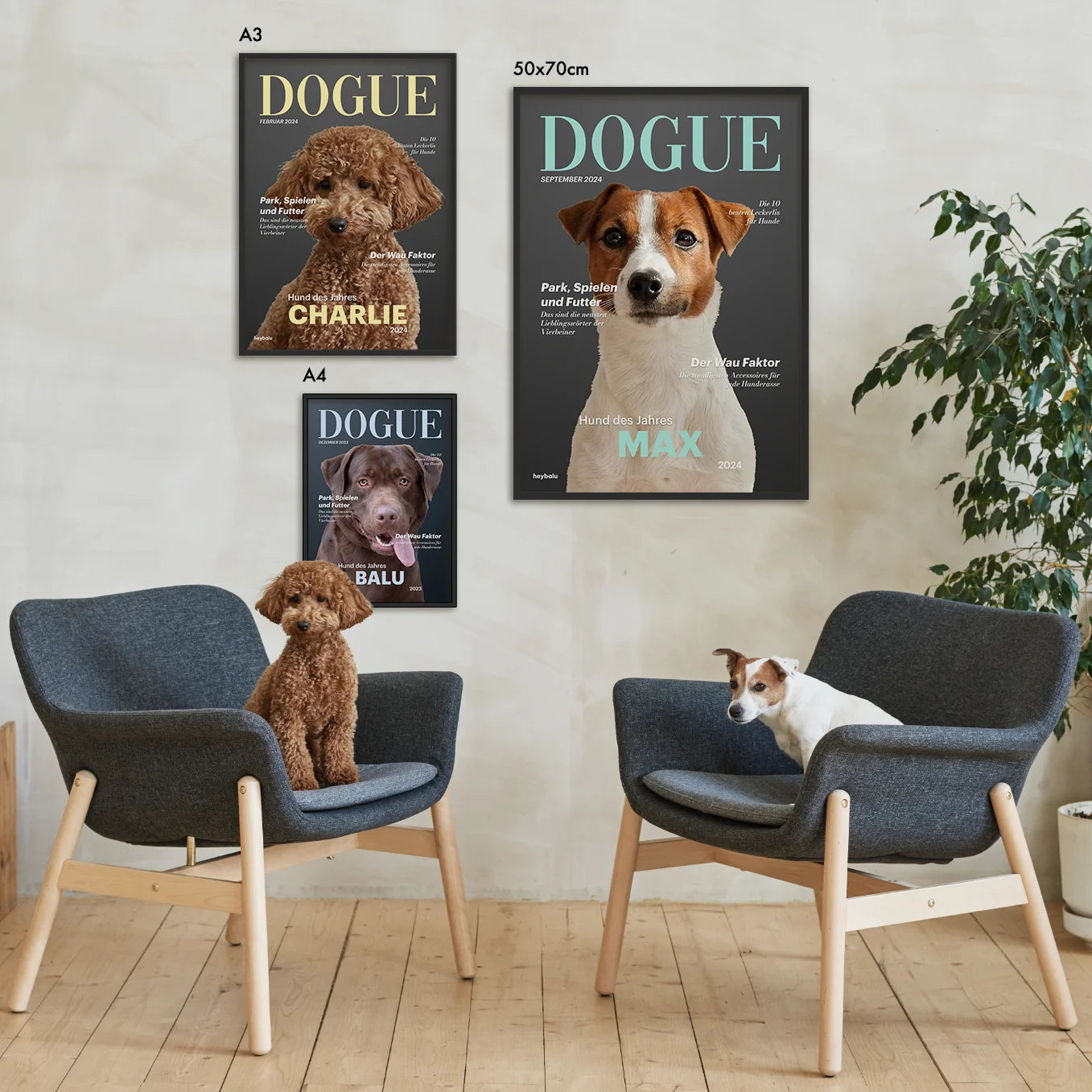 Personalisiertes Poster Hundemagazin "DOGUE"
