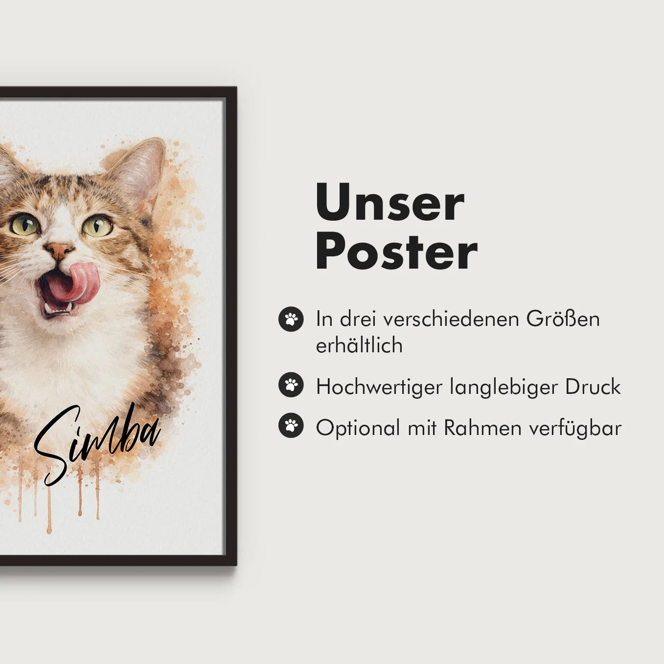 Personalisiertes Poster Katze "Wasserfarben"