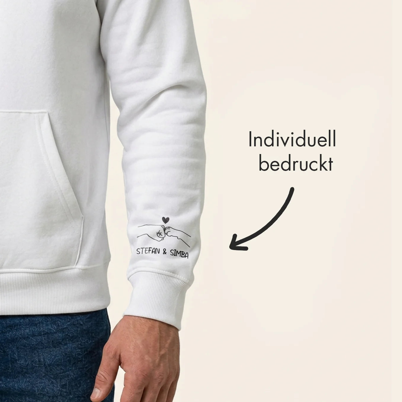 Personalisierter Hoodie "Cat Dad" (mit Ärmeldruck)