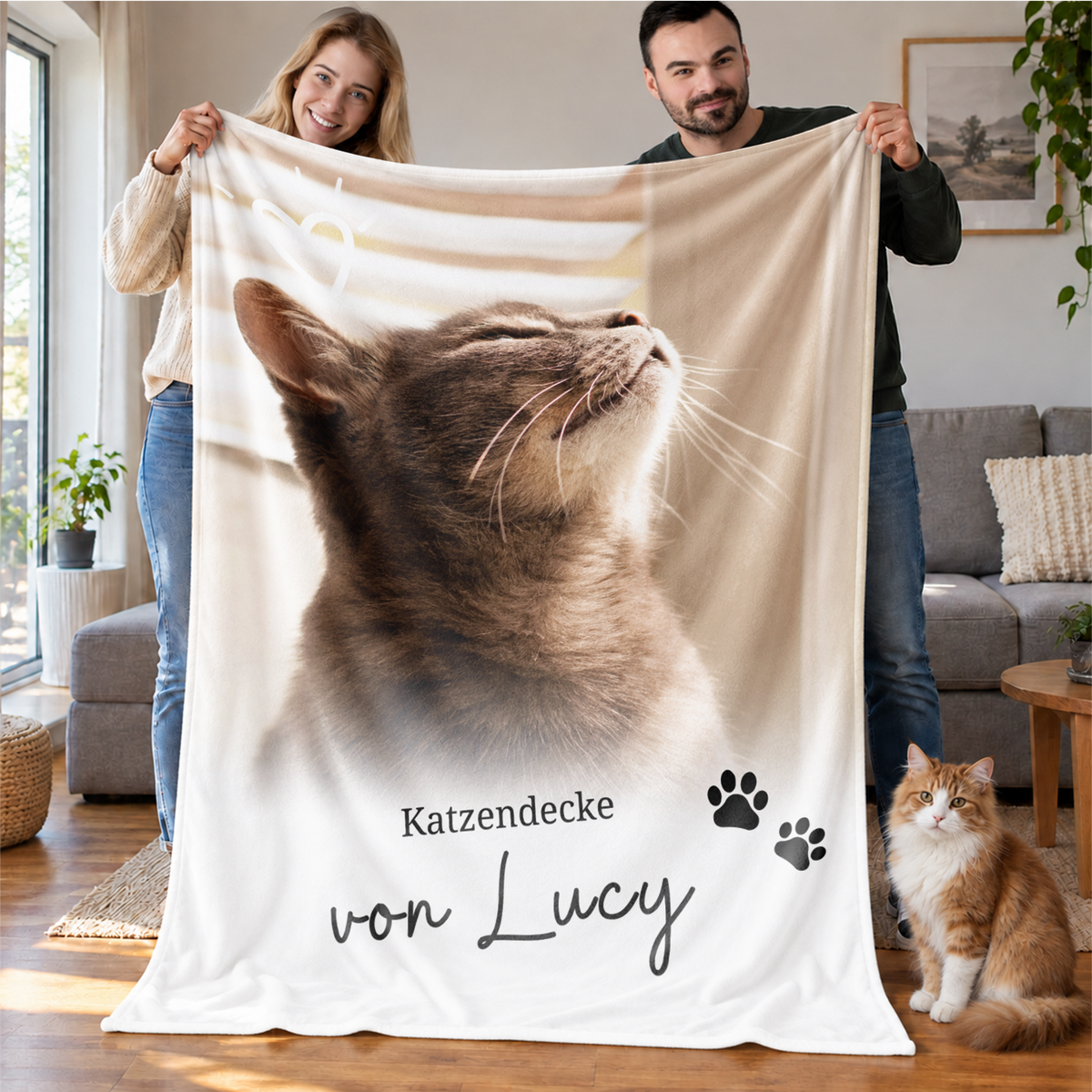 Personalisierte Kuscheldecke Katzen "Dein Foto & Text"