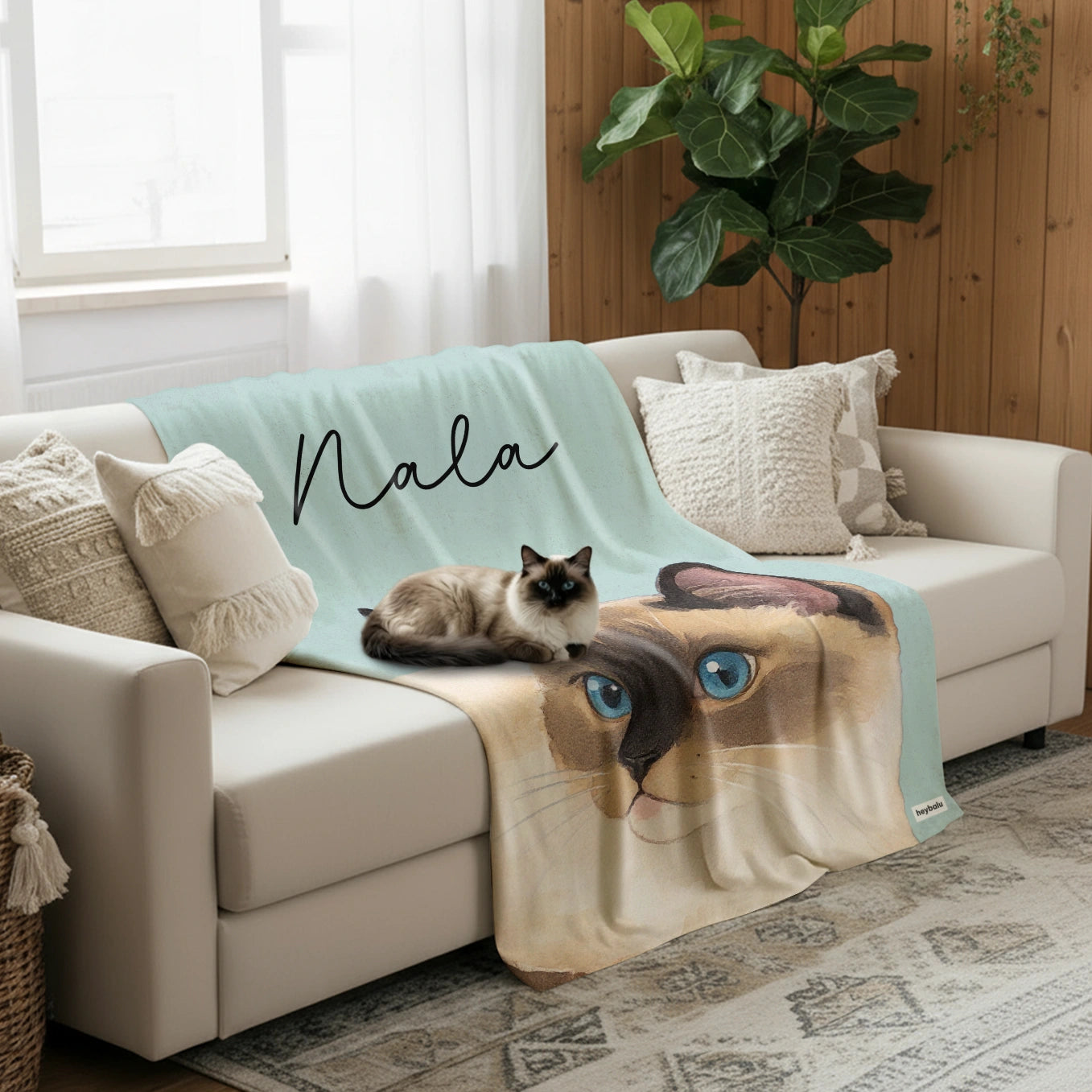 Personalisierte Decke Katze "Portrait"