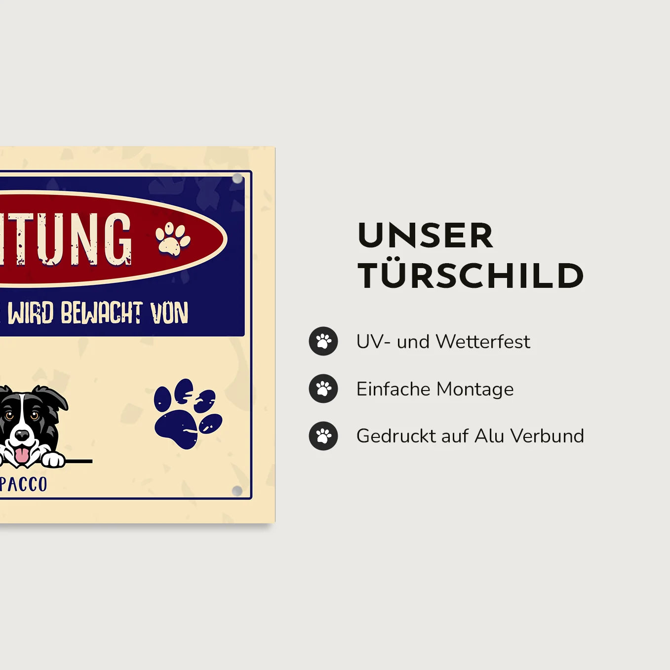 Personalisiertes Türschild "Achtung!"
