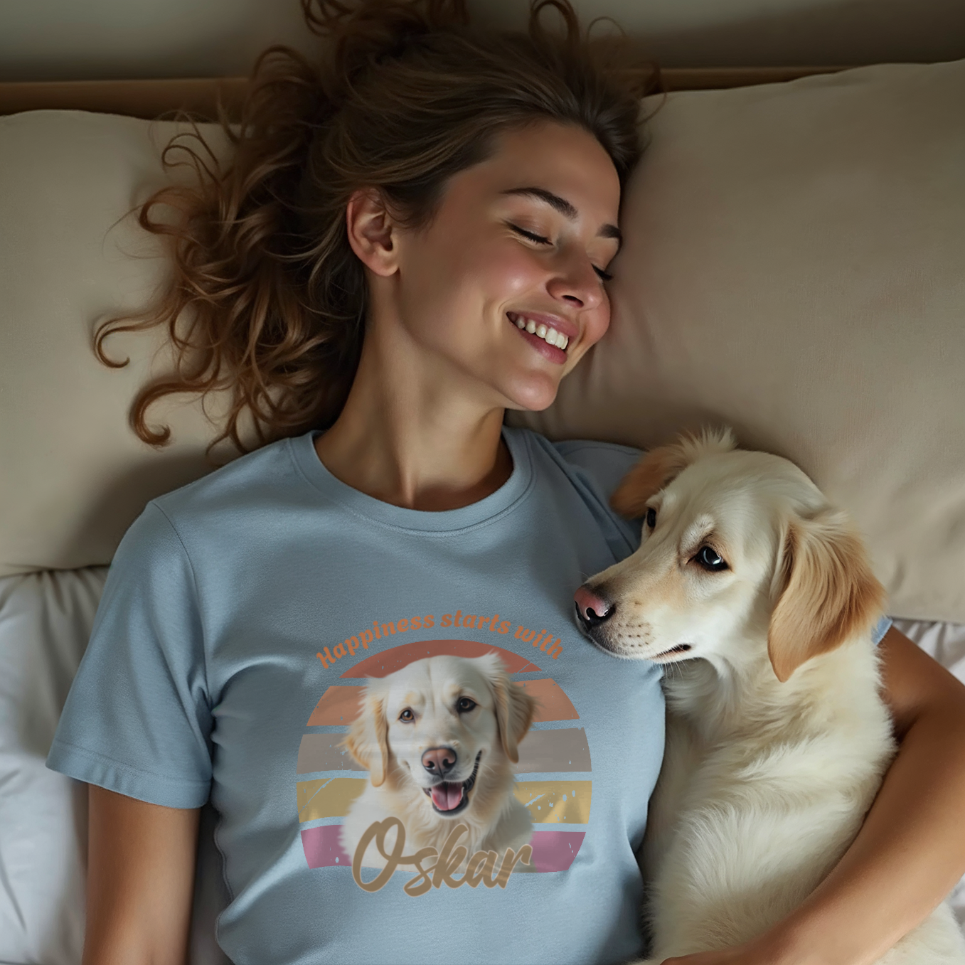 Personalisiertes Retro T-Shirt "Foto von deinem Hund"