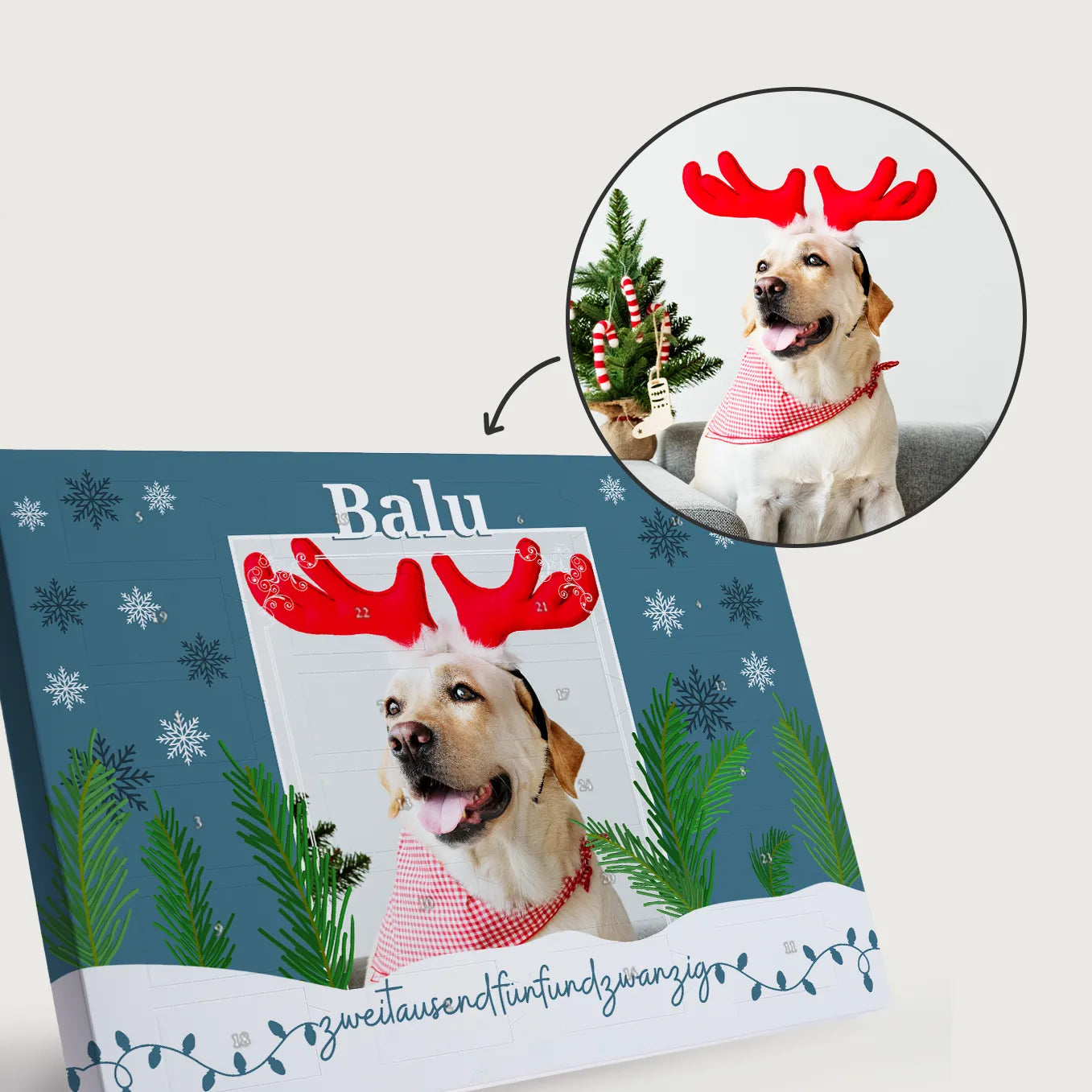 Personalisierter Leckerli Adventskalender "Schneezauber"