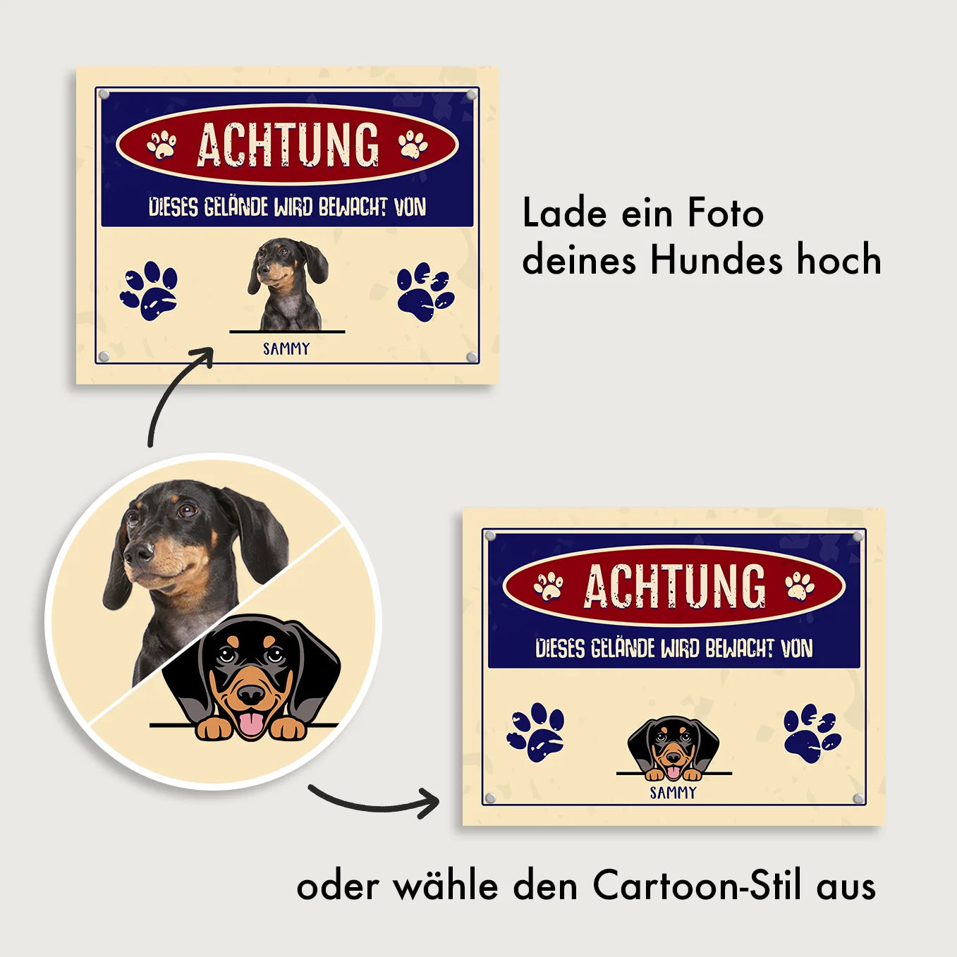 Personalisiertes Türschild "Achtung!"