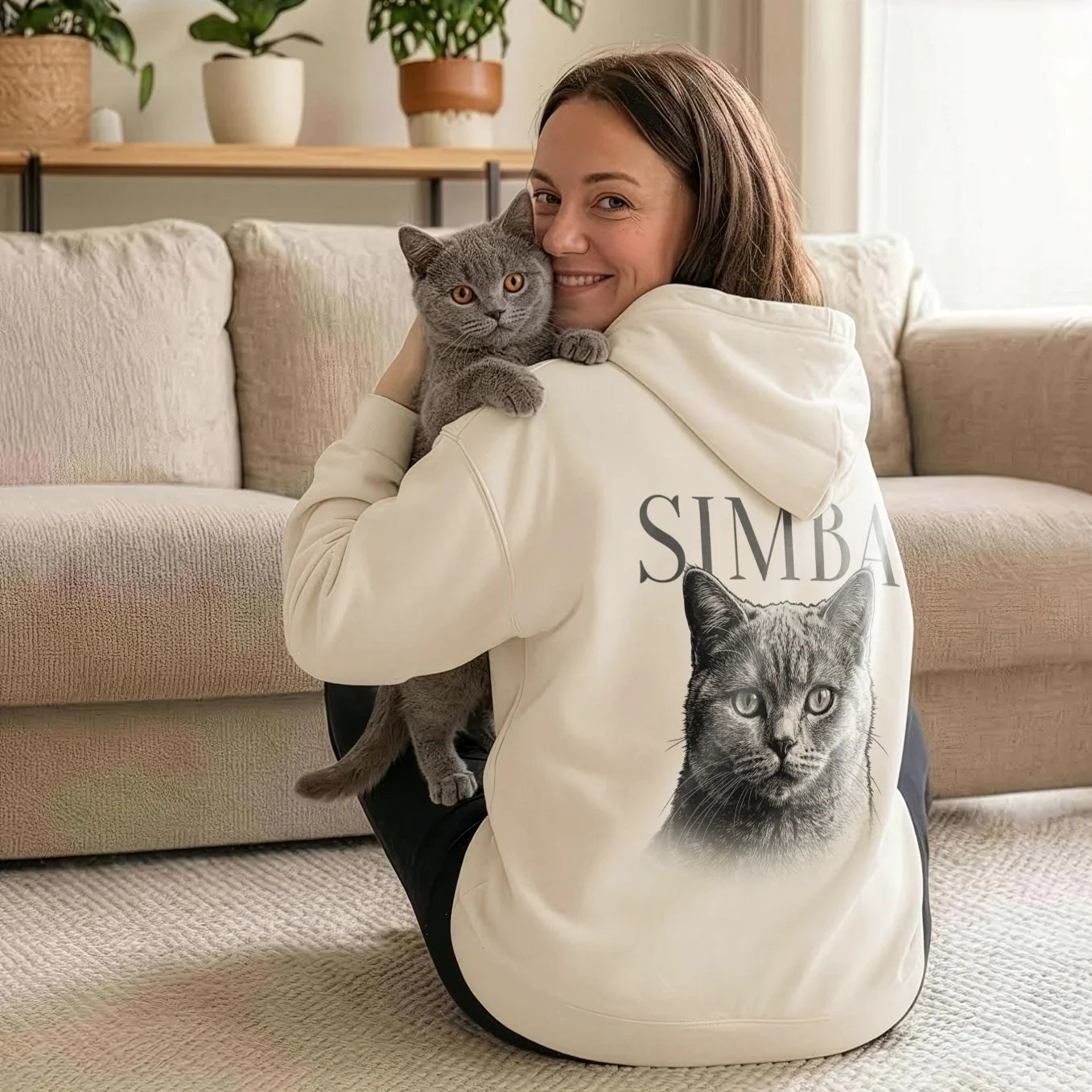Personalisierter Hoodie "Katze Retro"