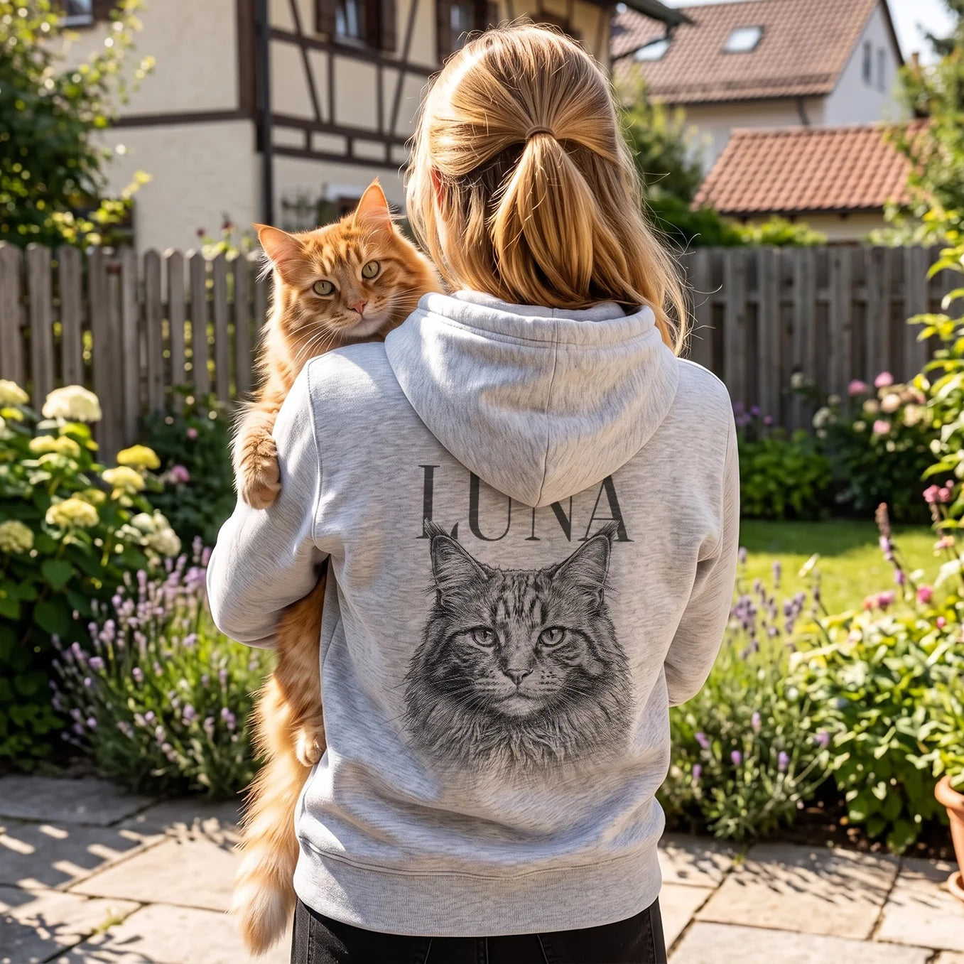 Personalisierter Hoodie "Katze Retro"