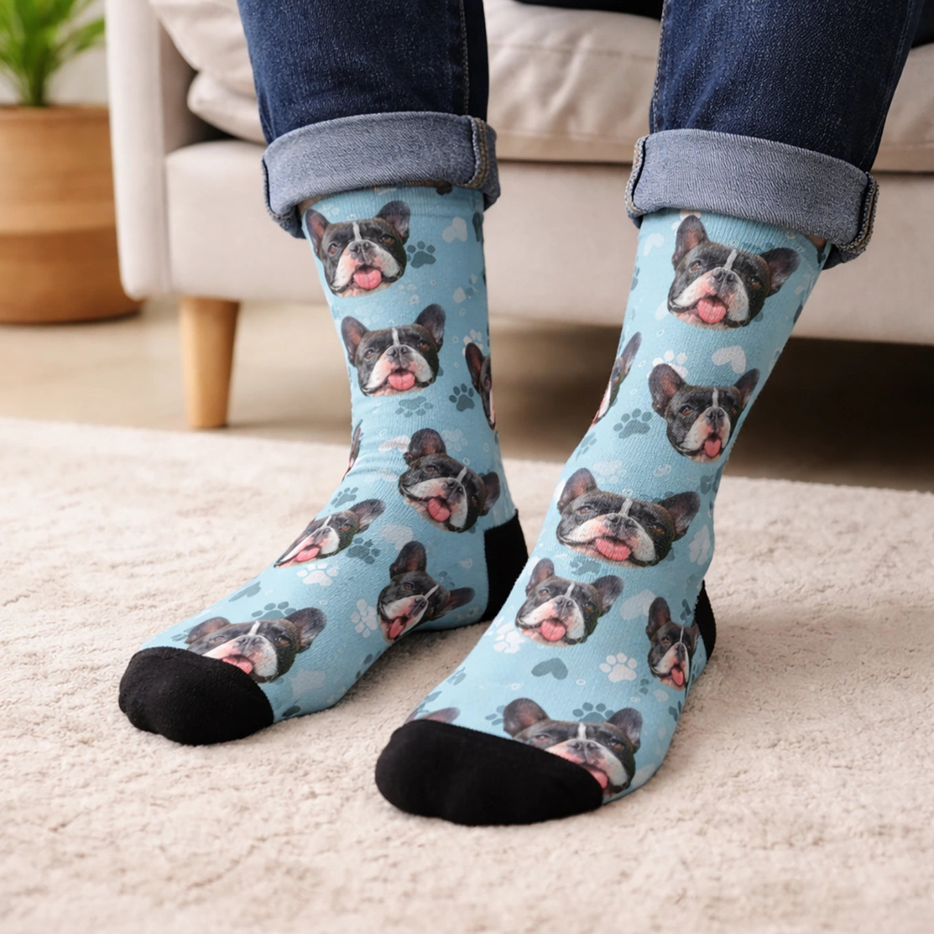 Personalisierte Socken mit deinem Haustierfoto