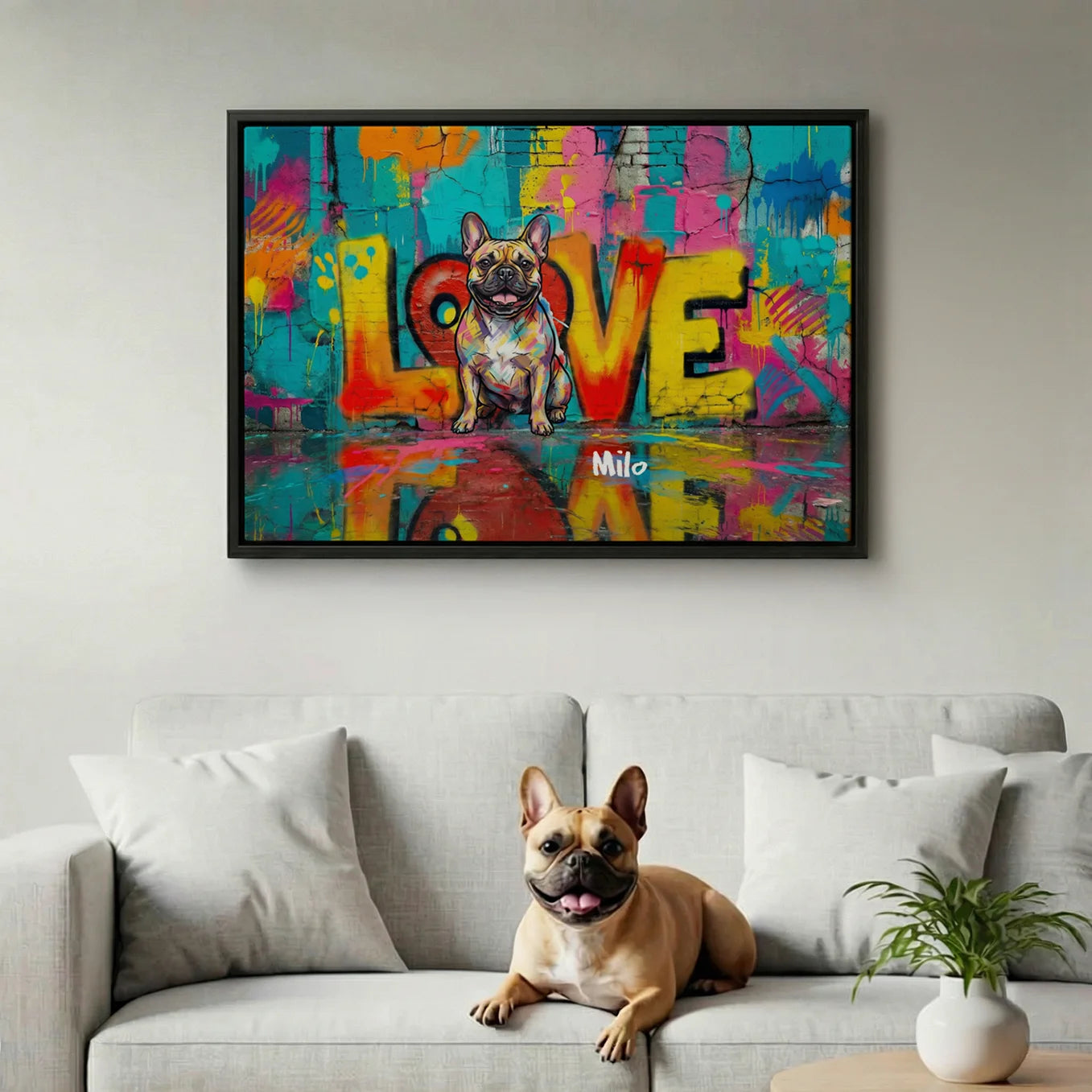 Personalisierte Leinwand "LOVE" Hund