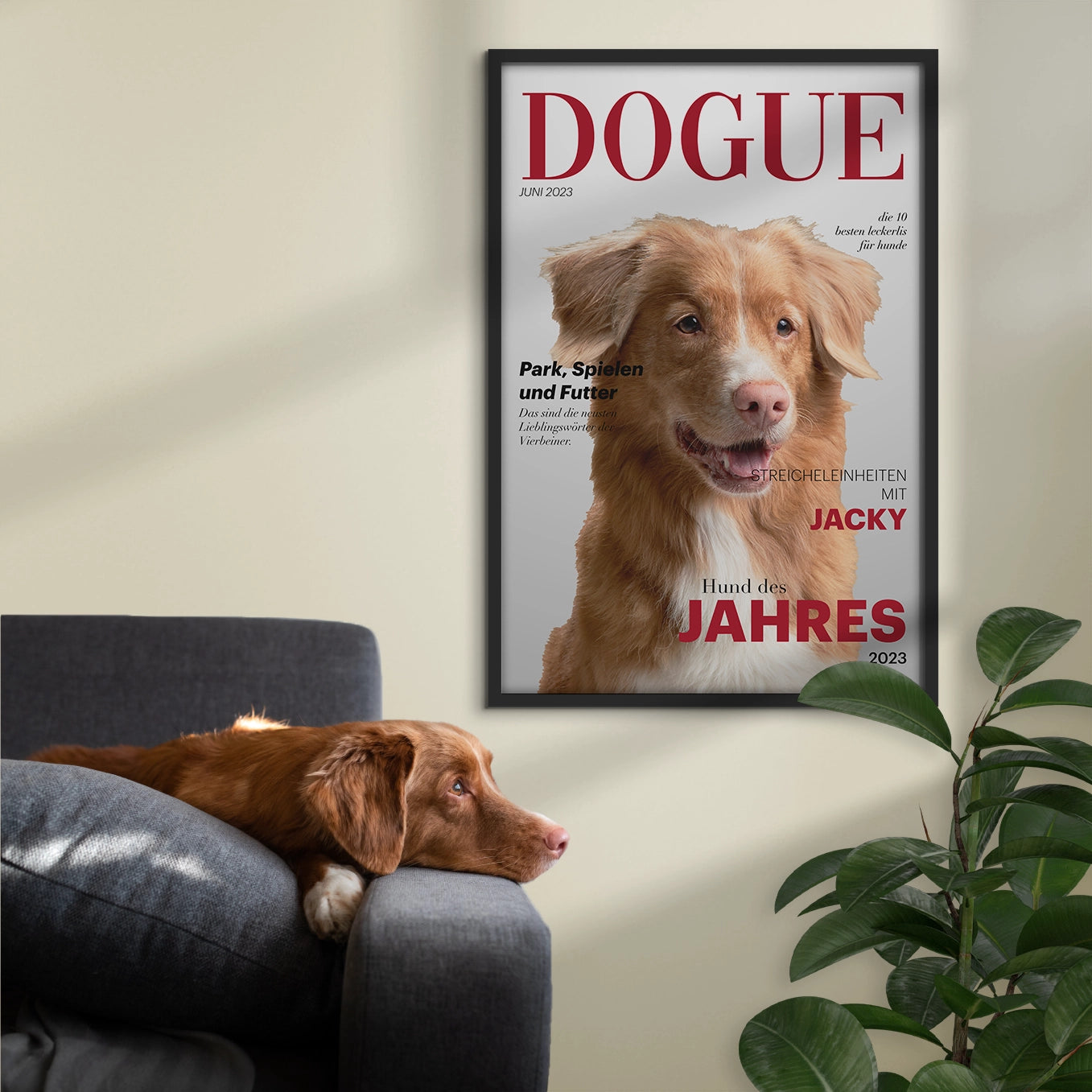 Personalisiertes Poster Hundemagazin "DOGUE"