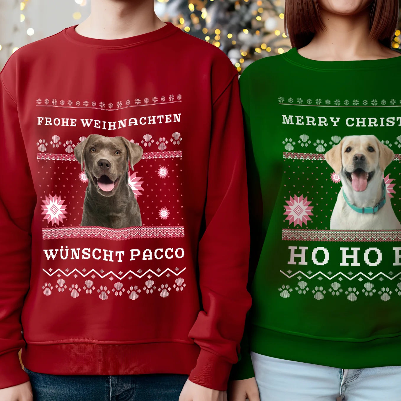 Personalisierter Christmas Sweater "Ho Ho Ho" - heybalu