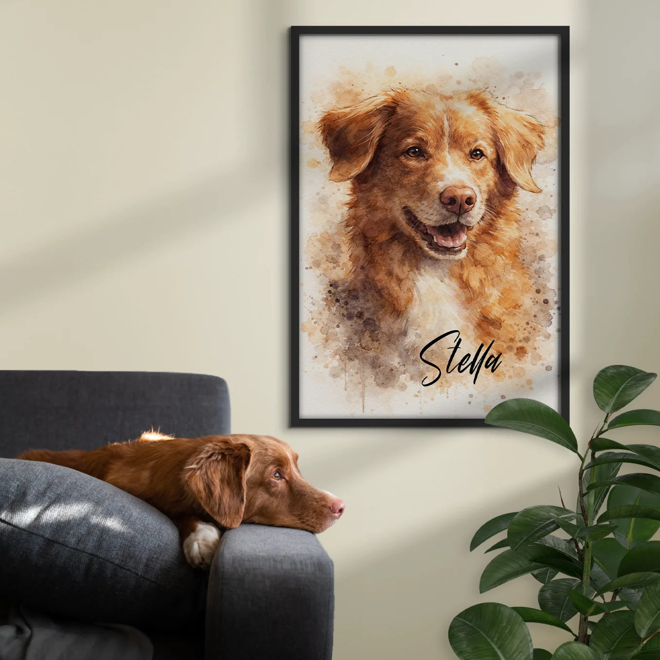 Personalisiertes Portrait Hund "Wasserfarben"
