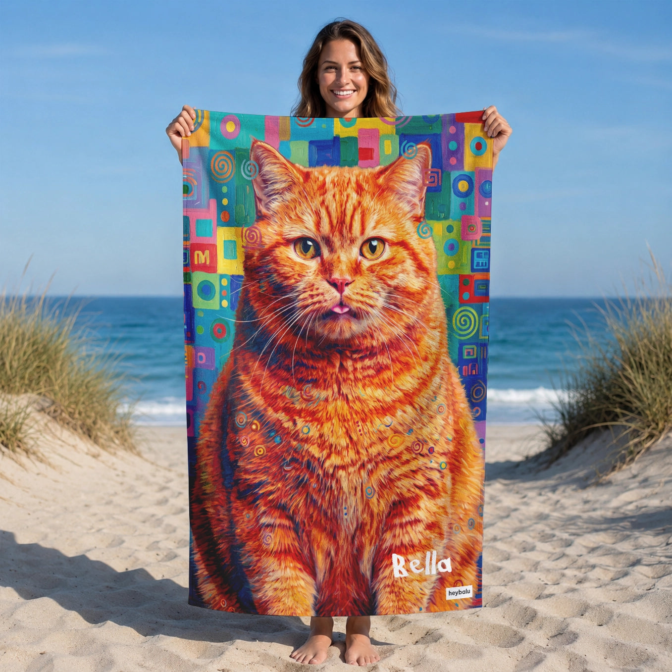 Personalisiertes Badetuch "Graffiti Katze"
